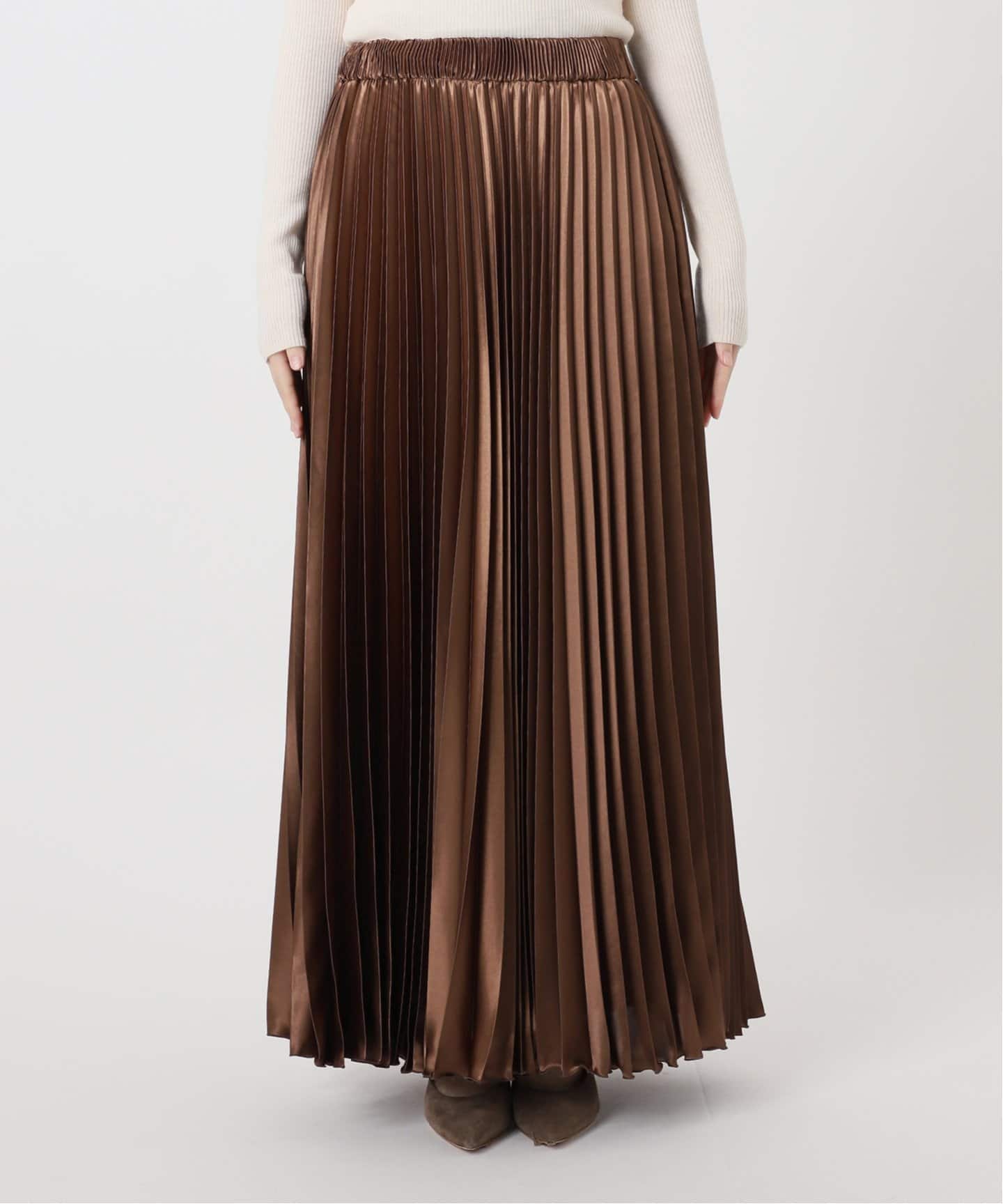 ブライトサテンアコーディオンプリーツスカート（ロング・マキシ丈