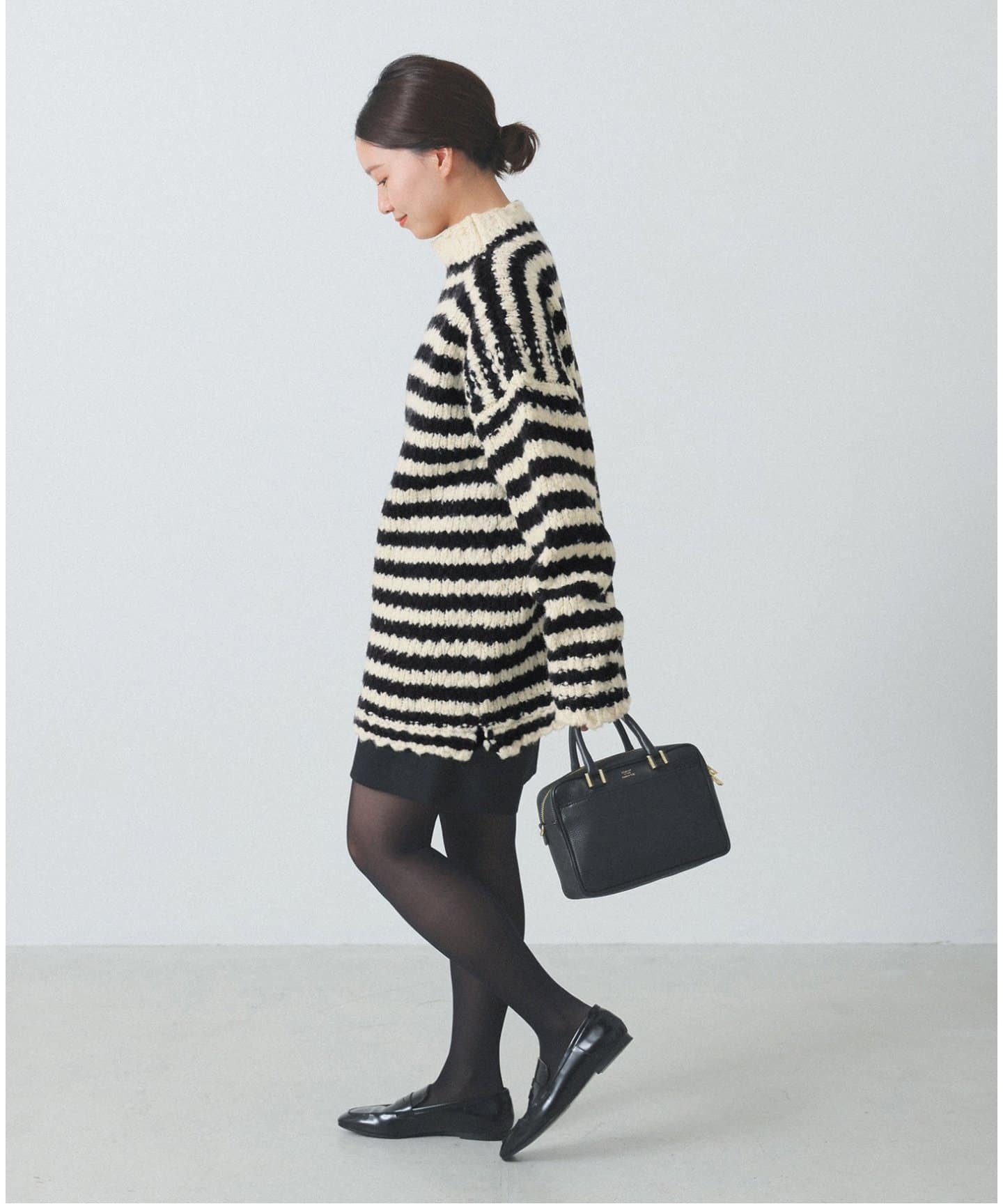 追加》BLACK ハイネックボーダーニット（ニット／セーター）｜IENA