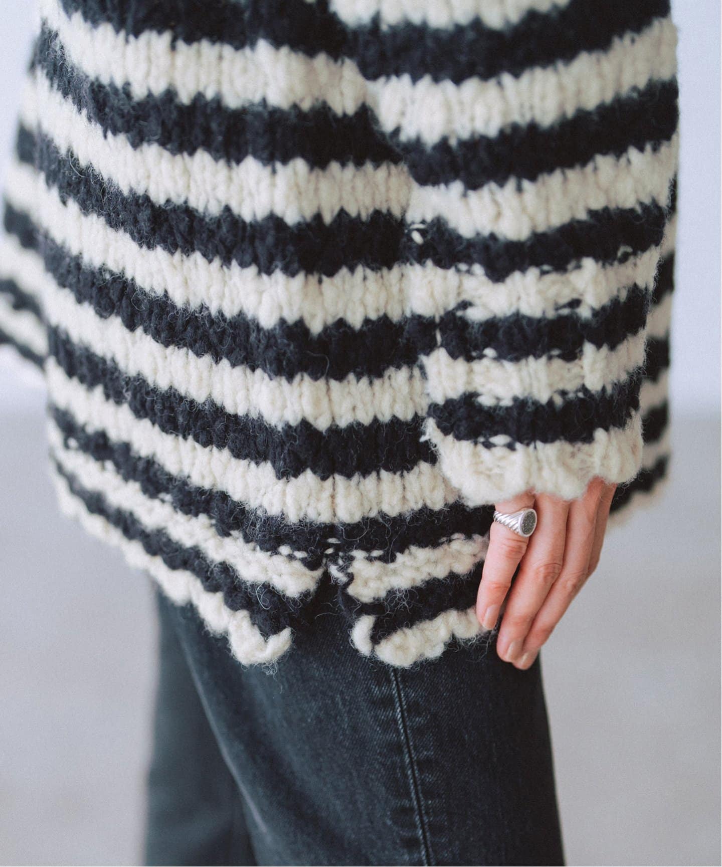 追加》BLACK ハイネックボーダーニット（ニット／セーター）｜IENA