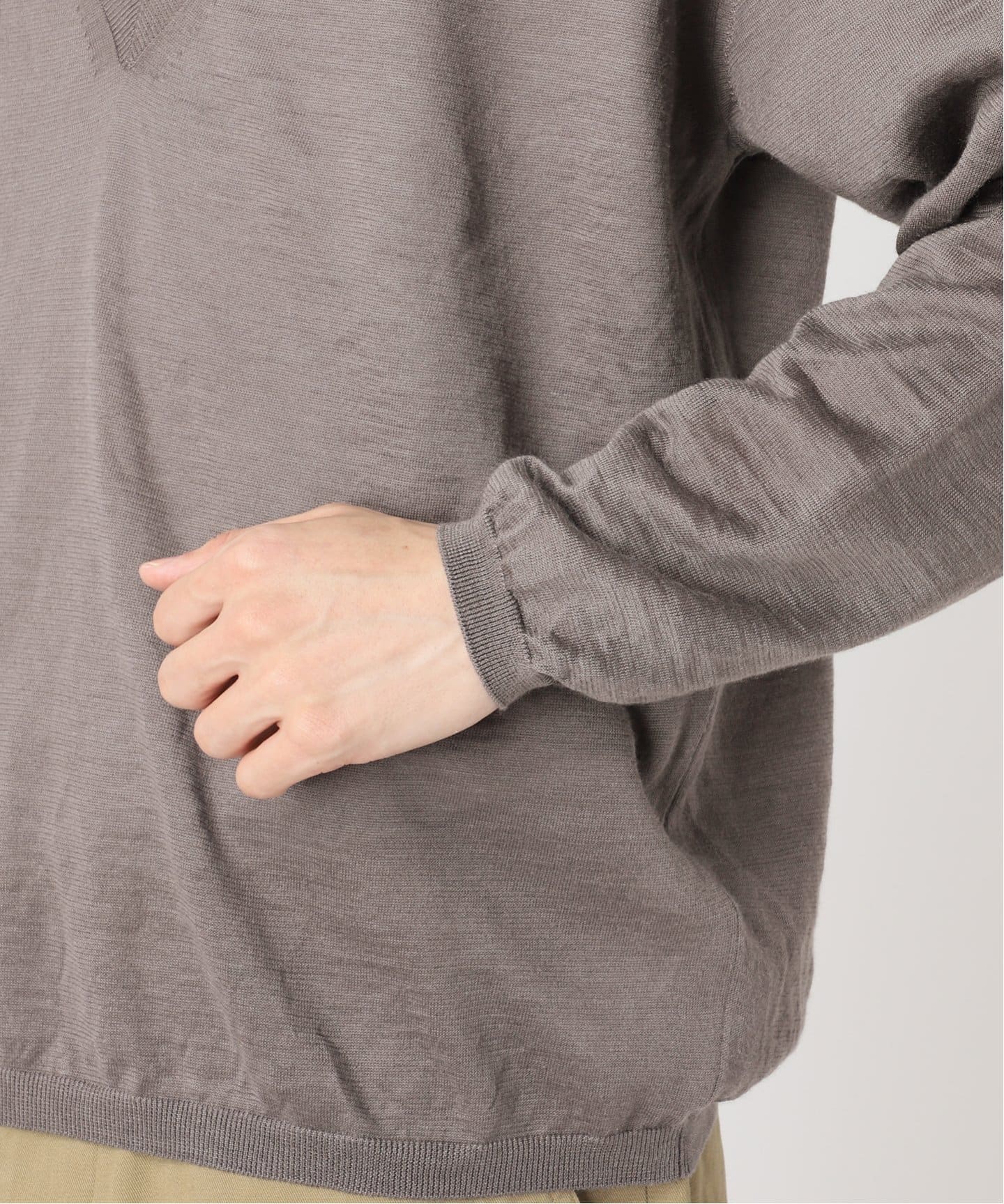 BATONER / バトナー】別注 Ramie V Neck Knit（ニット／セーター）｜L