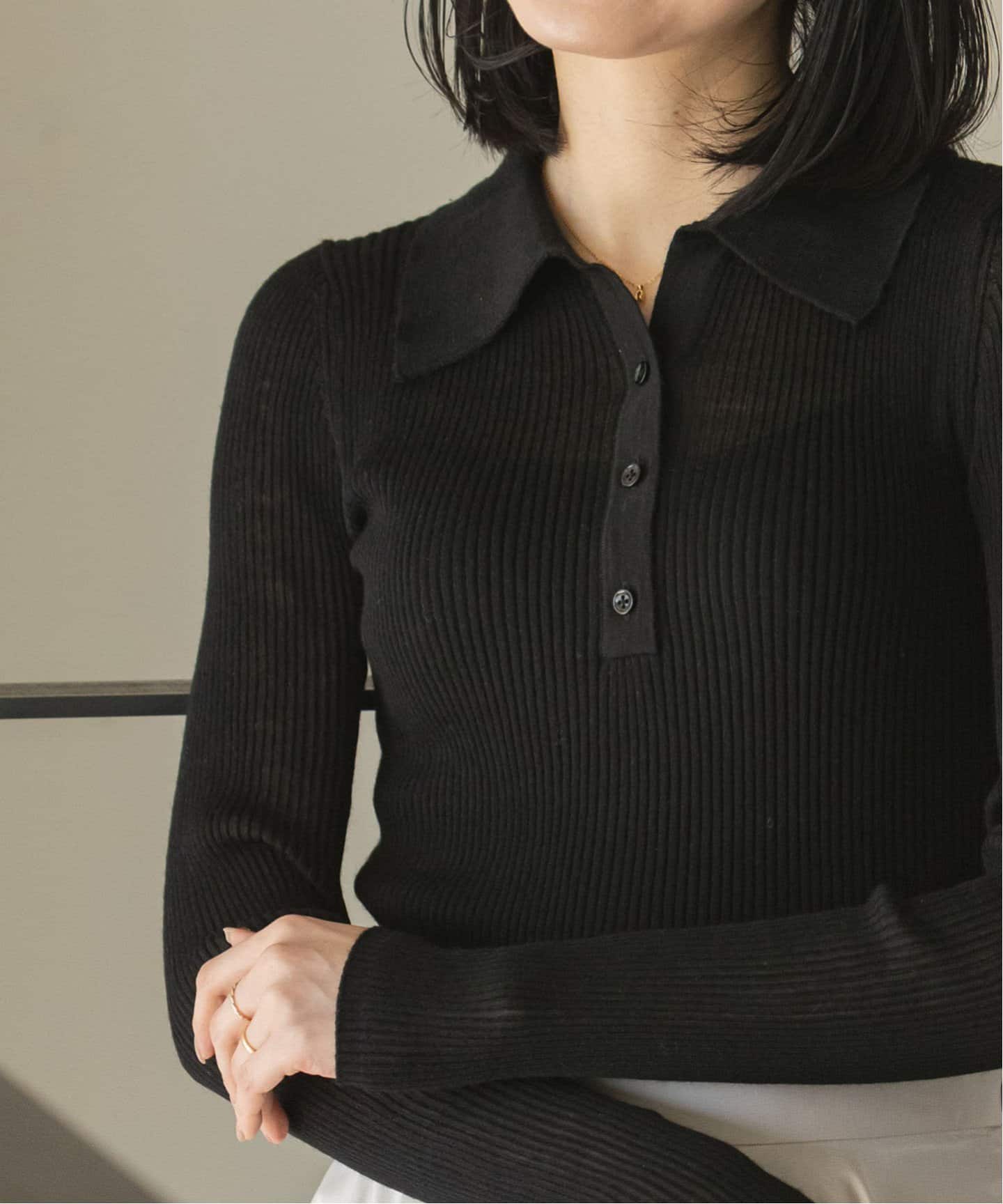 追加》アルパカミックスシアーポロニット（ニット／セーター）｜NOBLE