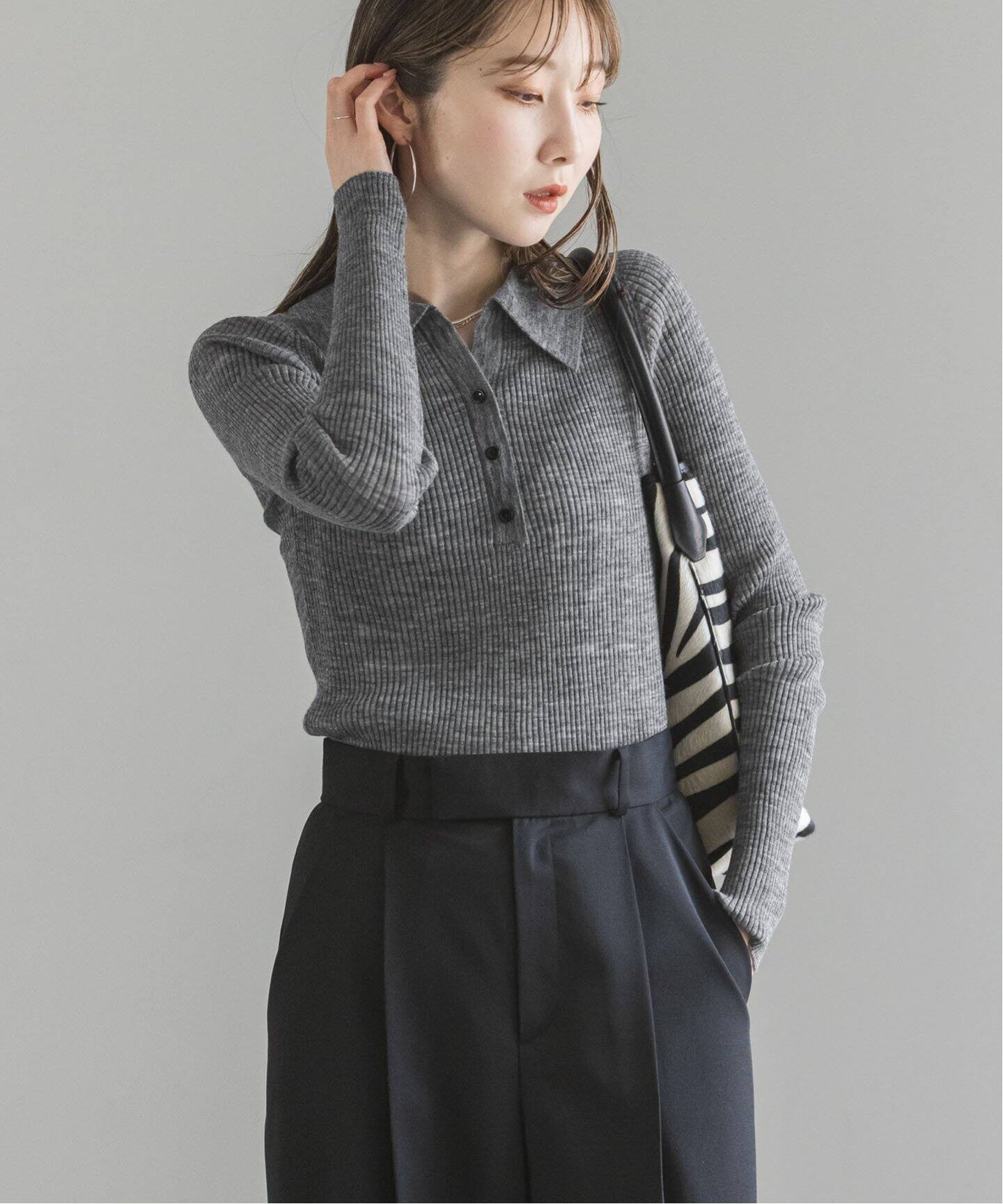 追加》アルパカミックスシアーポロニット（ニット／セーター）｜NOBLE