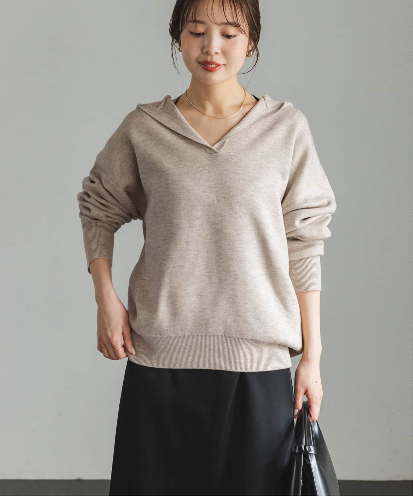 追加》接結タック編みフードプルオーバー2（ニット／セーター）｜NOBLE