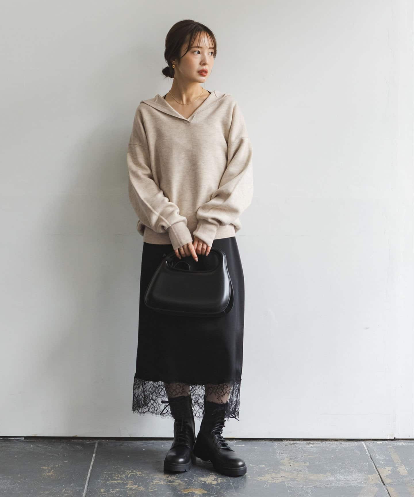 追加》接結タック編みフードプルオーバー2（ニット／セーター）｜NOBLE