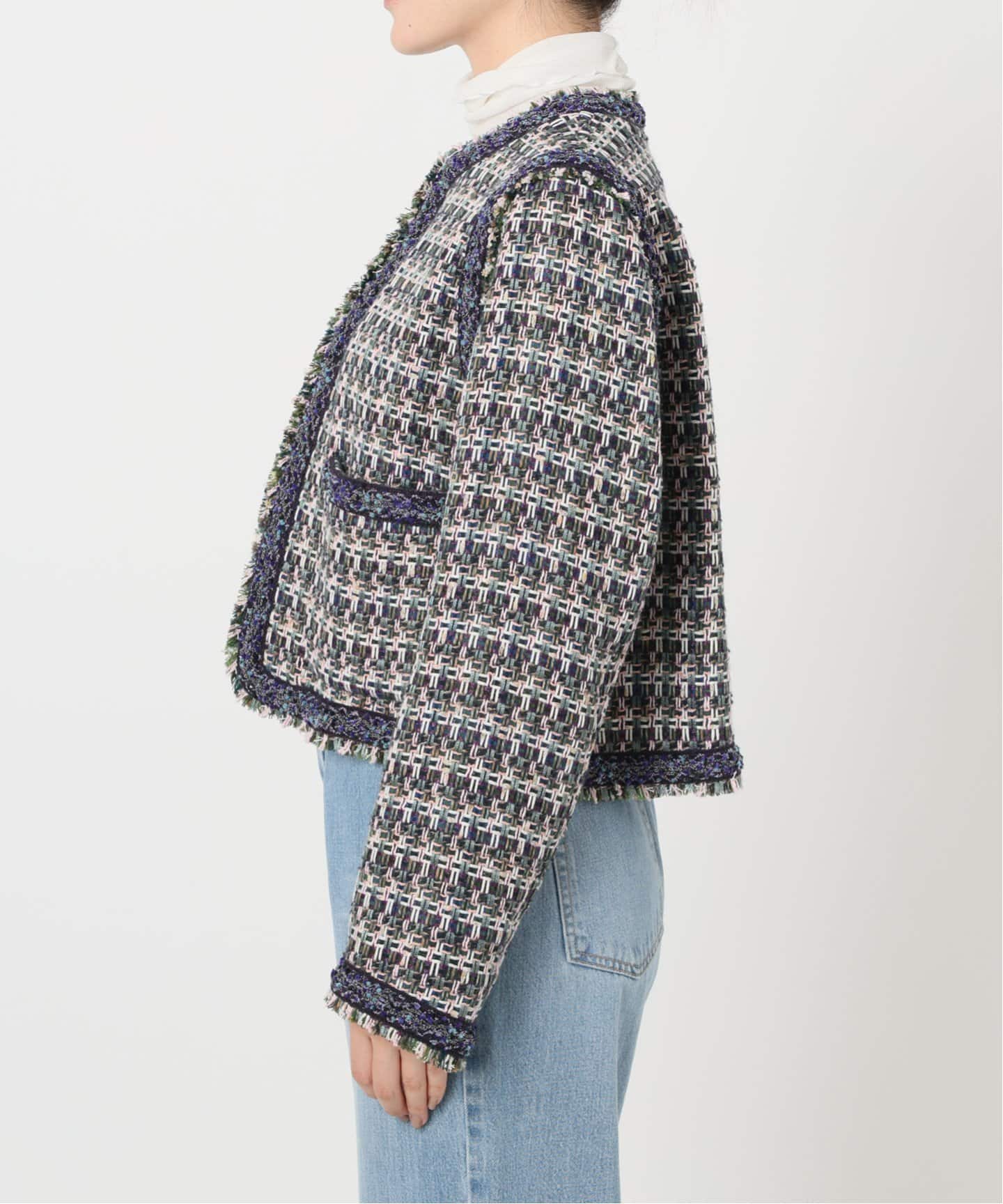 IENA LA BOUCLE LINTON ブライトツイードジャケット（ノーカラー