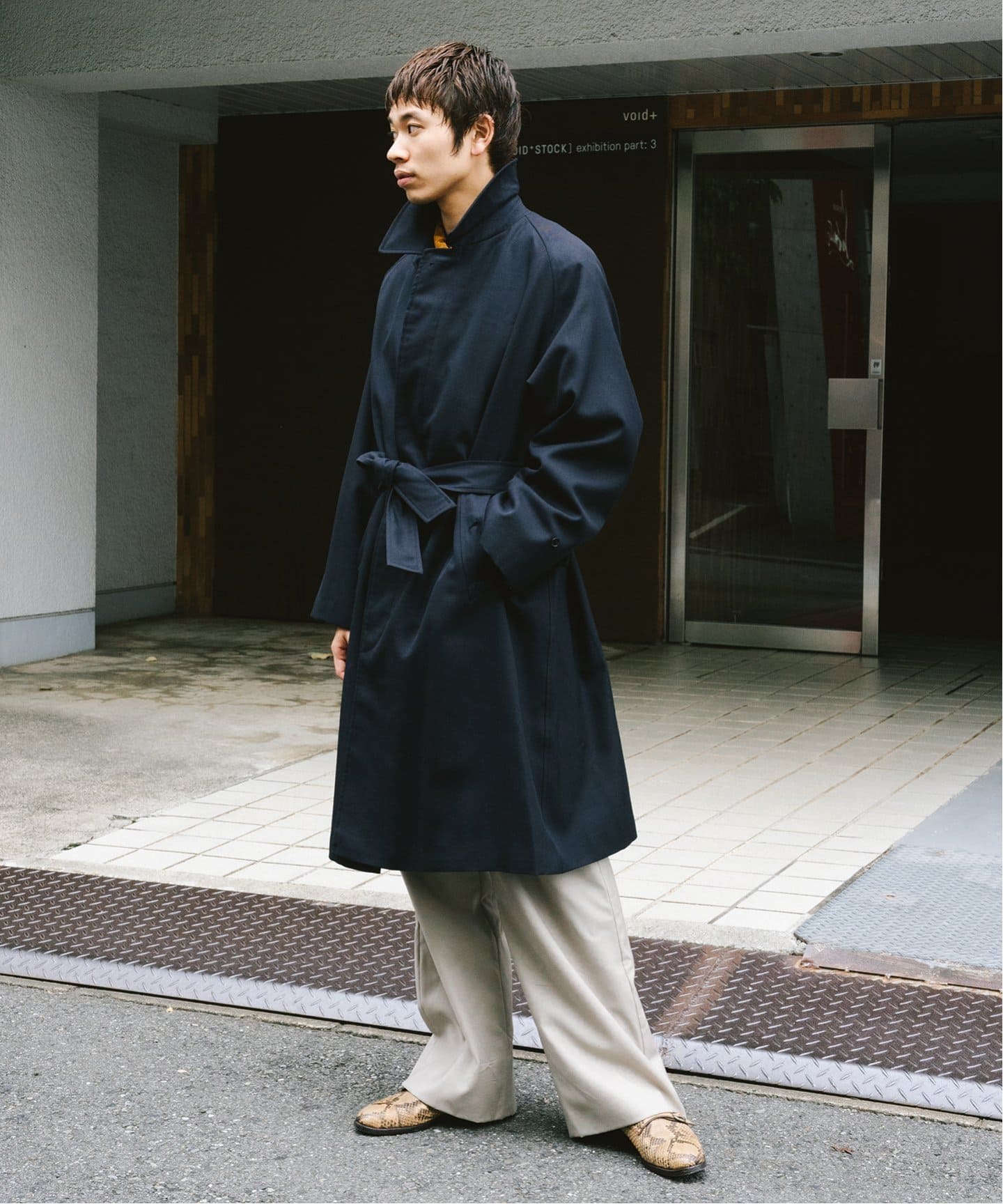 LE / エルイー】ウール バルカラー コート（ステンカラーコート）｜L