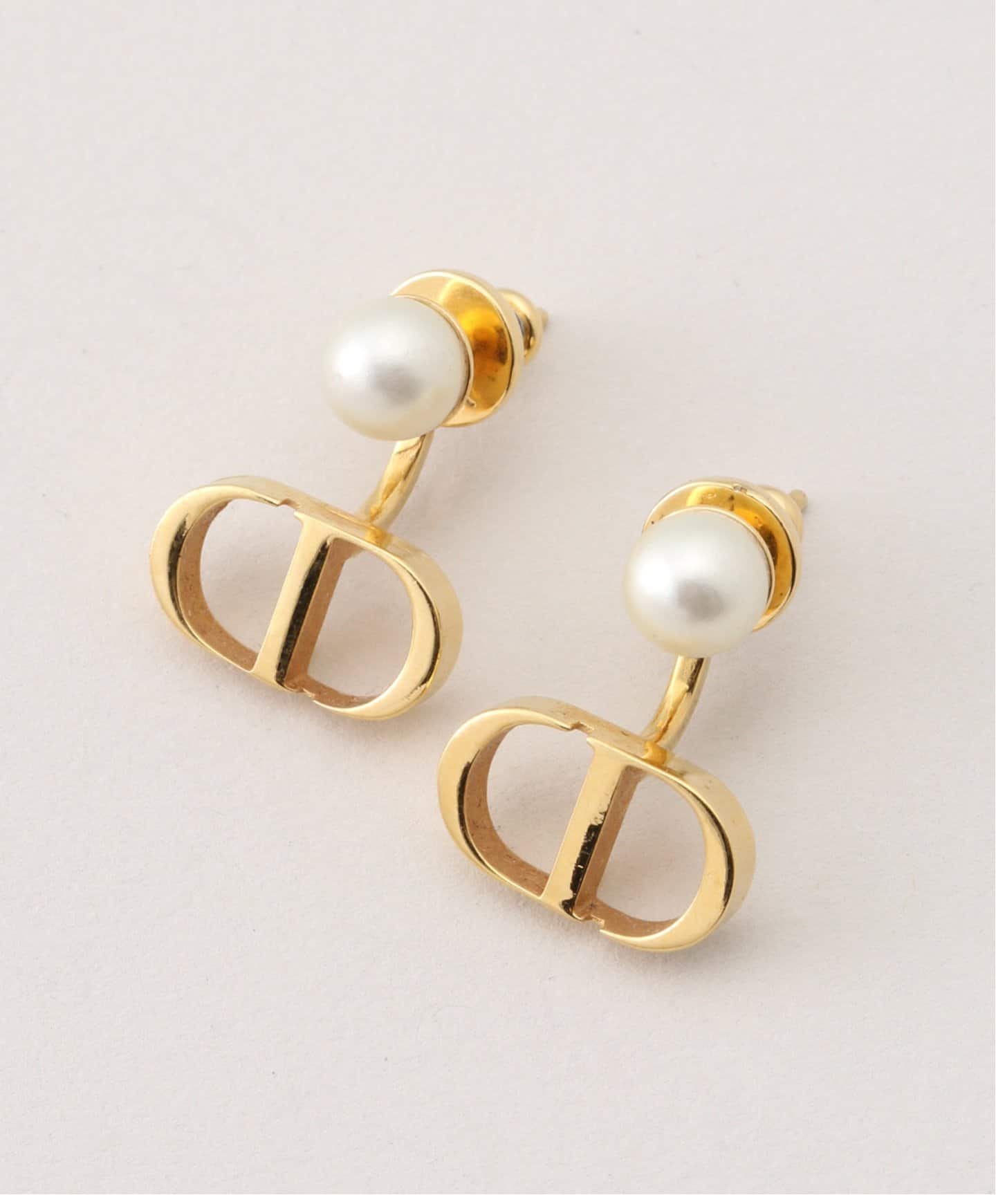 VINTAGE DIOR/ディオール】pierce pearl logo(両耳)（ピアス（両耳用