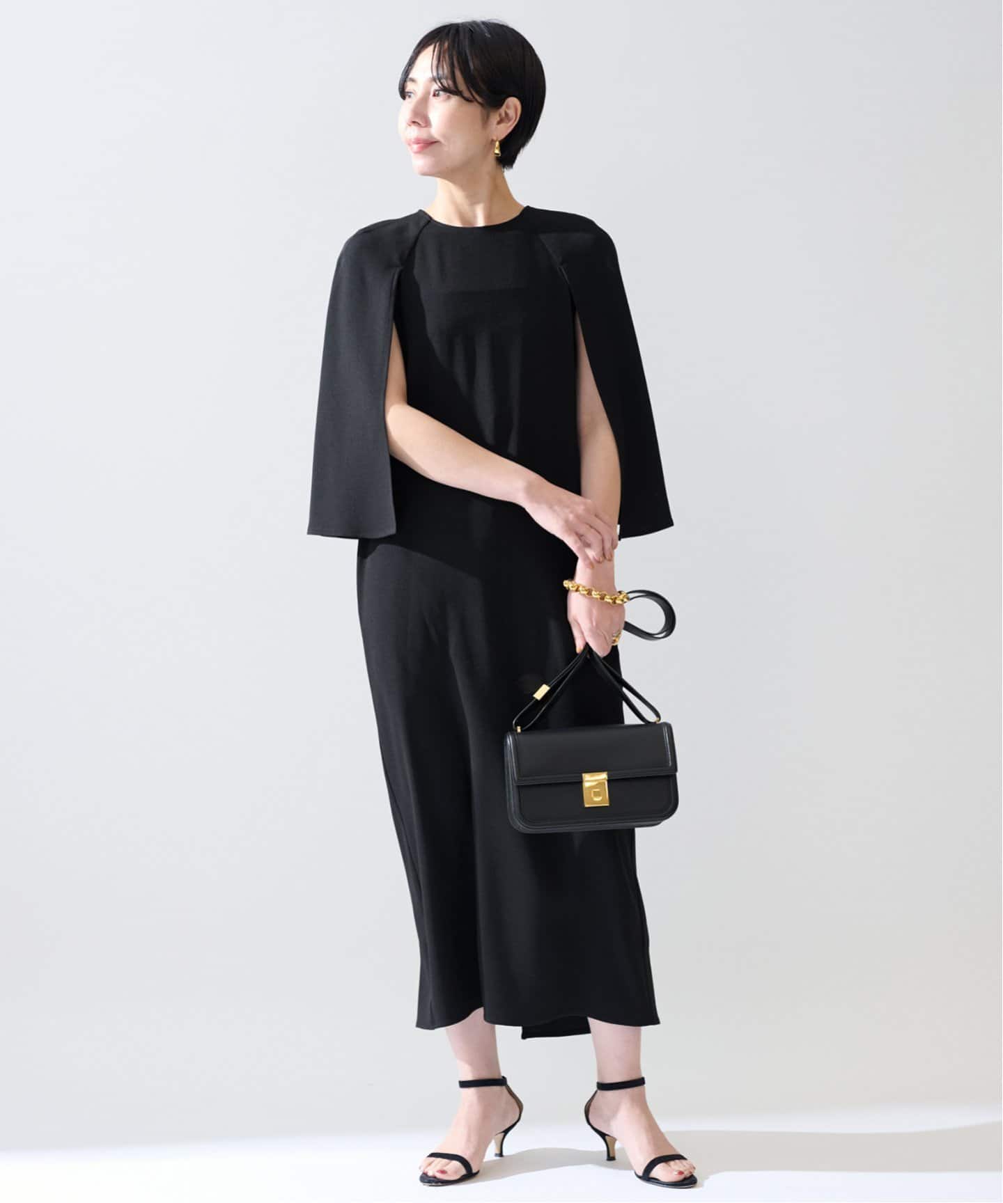 ACEPOLYバックサテンケープ風ワンピース（ワンピース）｜VERMEIL par