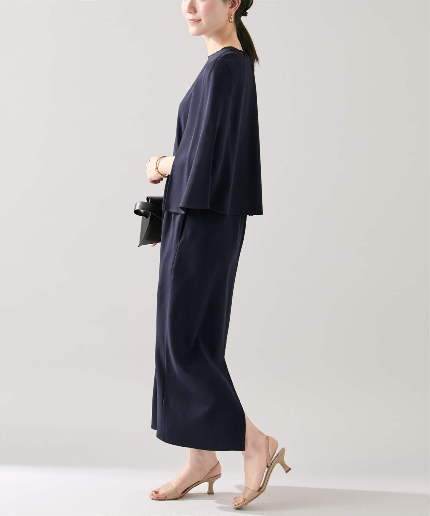 ACEPOLYバックサテンケープ風ワンピース（ワンピース）｜VERMEIL par