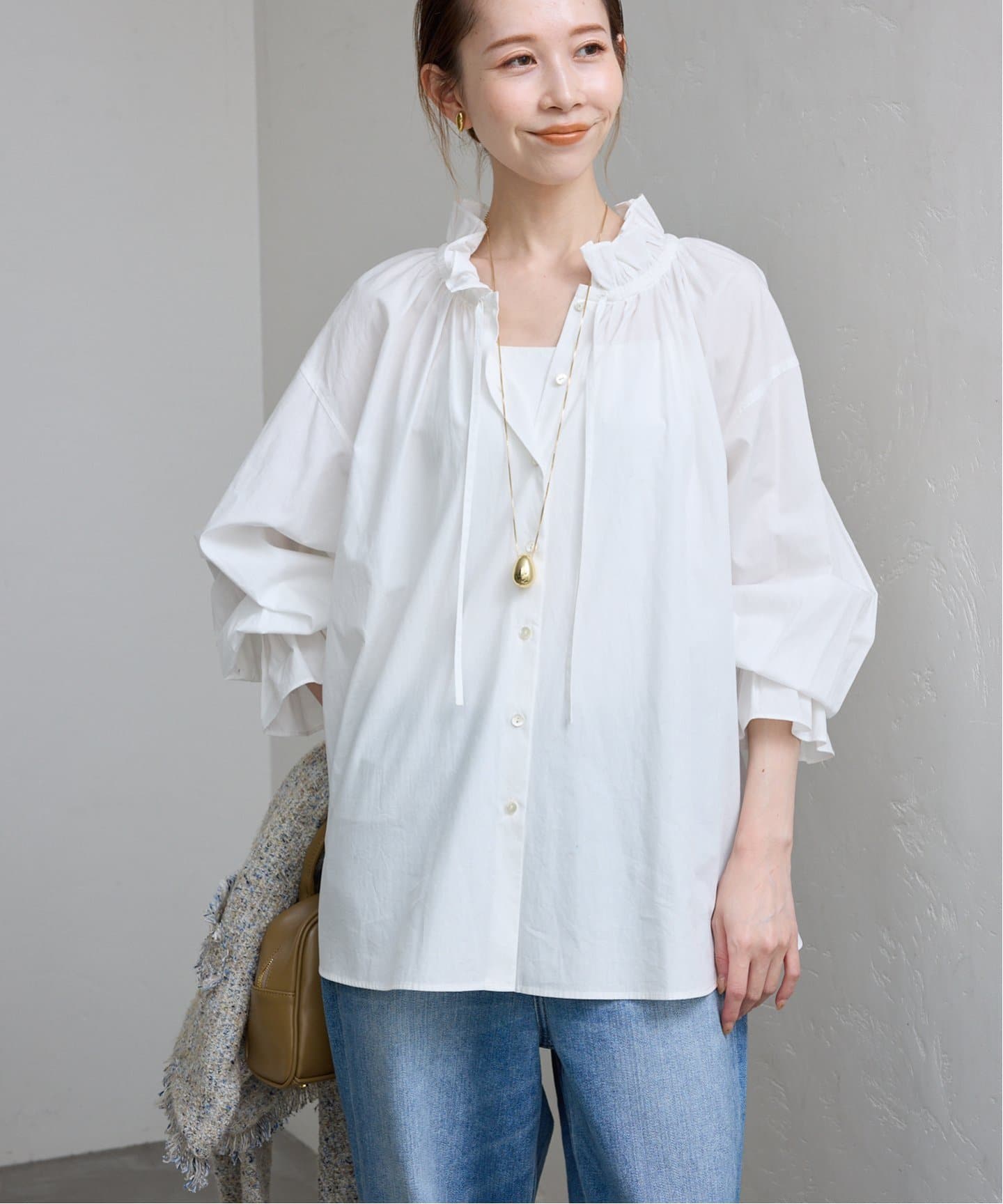 追加2》タイプライターフリルカラーブラウス（シャツ／ブラウス