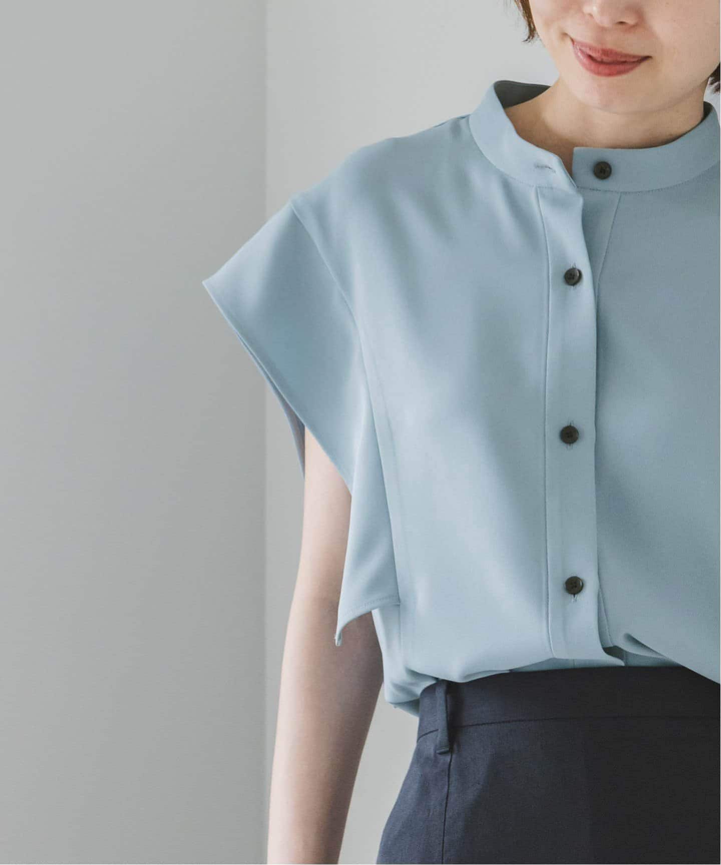 WEB限定追加》スクエアースリーブフロントオープンブラウス（シャツ