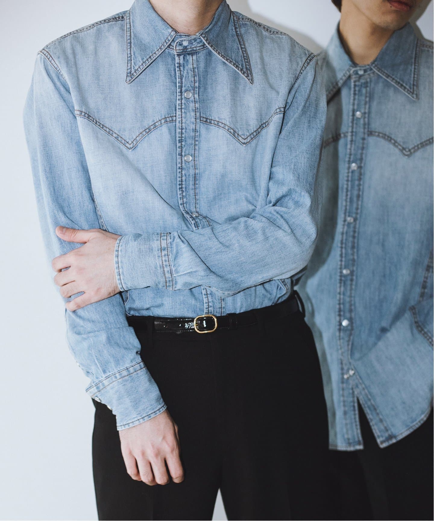 HUSBANDS / ハズバンズ】 別注 western shirt in denim H12ELE_