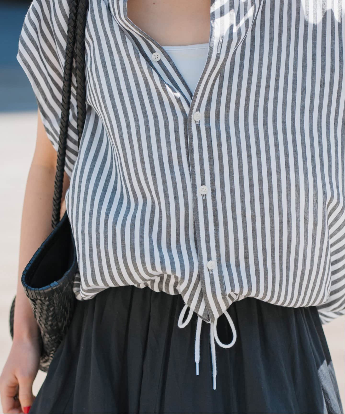 リネンブレンドフレンチヘムギャザーシャツ（シャツ／ブラウス