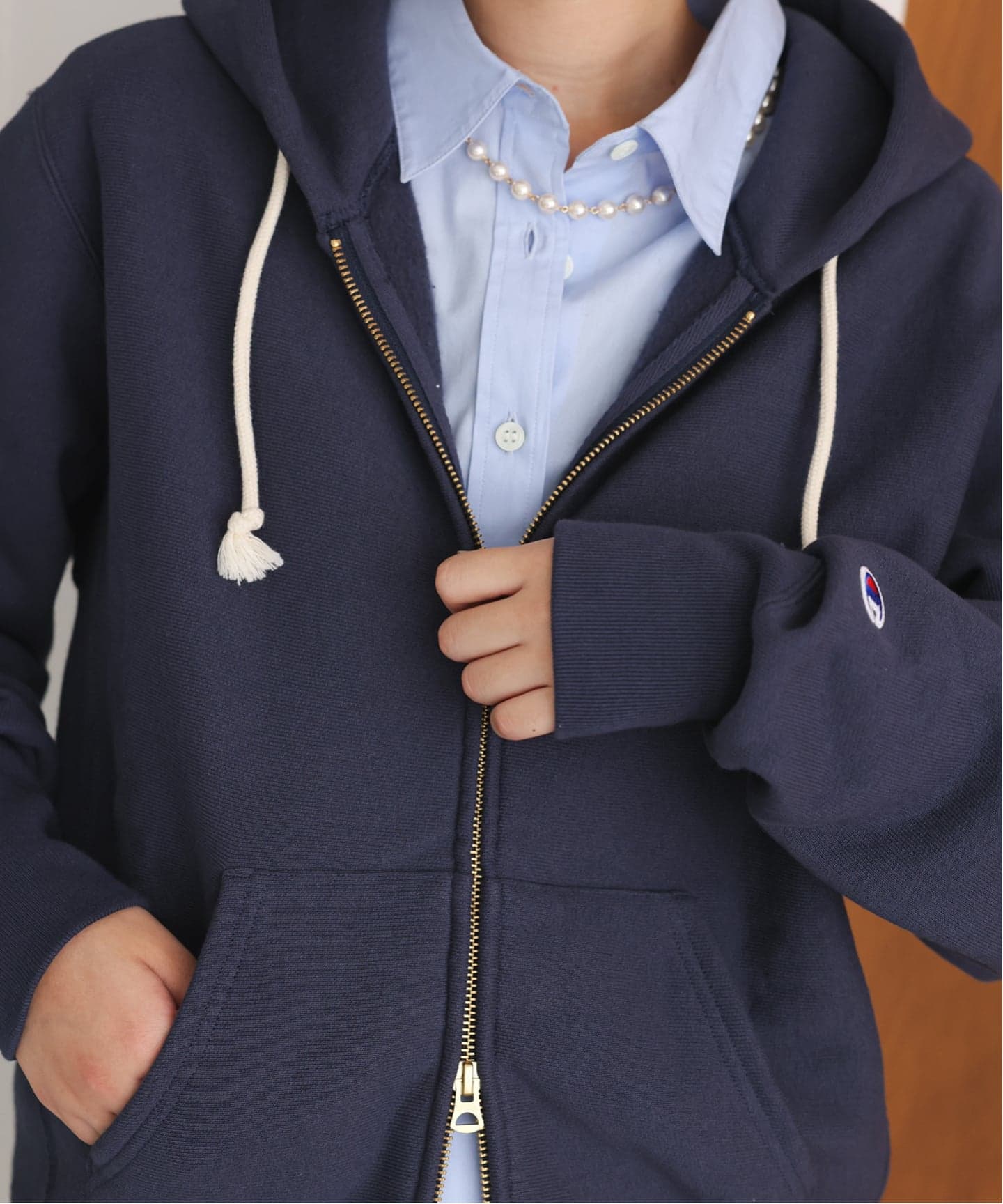 追加》Champion/チャンピオン SLOBE別注 ダブルジップパーカー