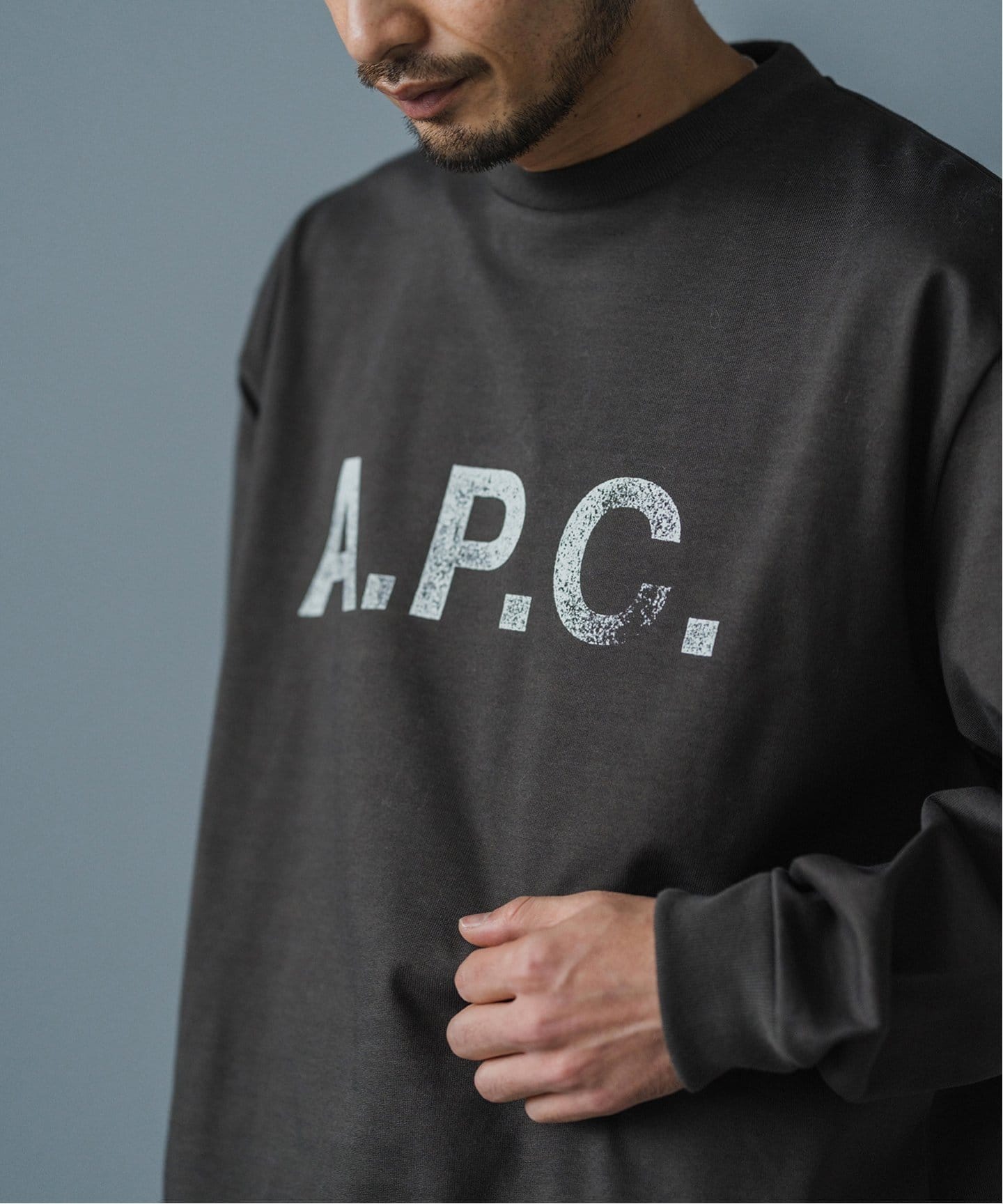 A.P.C. (アーペーセー) 別注 ロゴプリント スウェットライク ロング