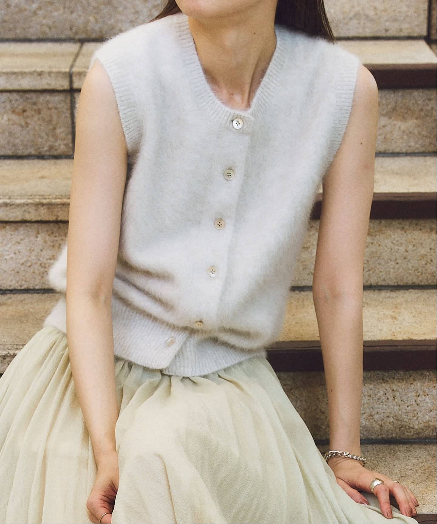 FOX/Caファーニットフロントボタンベスト（ベスト）｜NOBLE（ノーブル