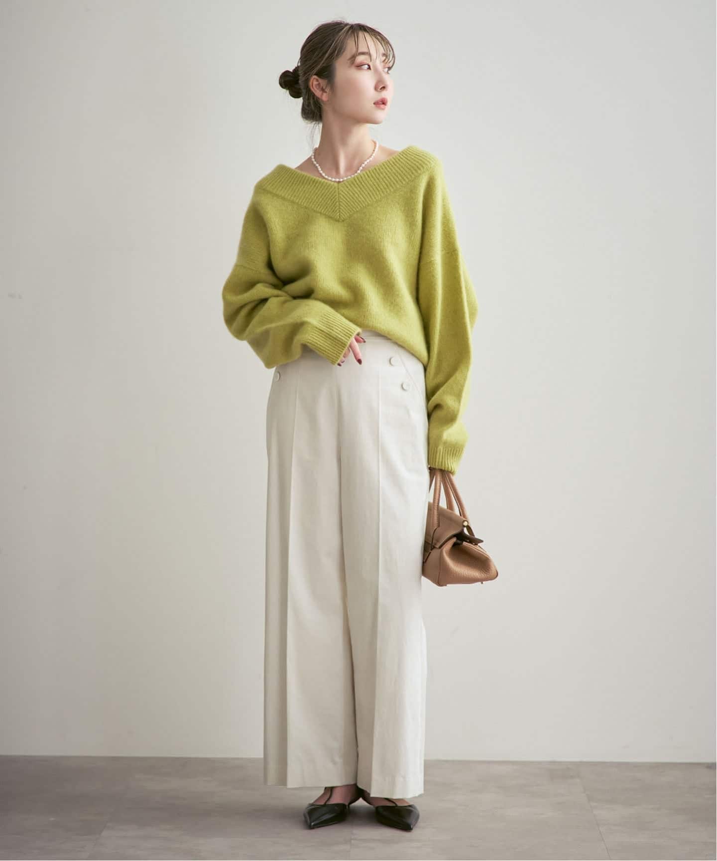 追加》YAKワイドVネックニット（ニット／セーター）｜NOBLE（ノーブル