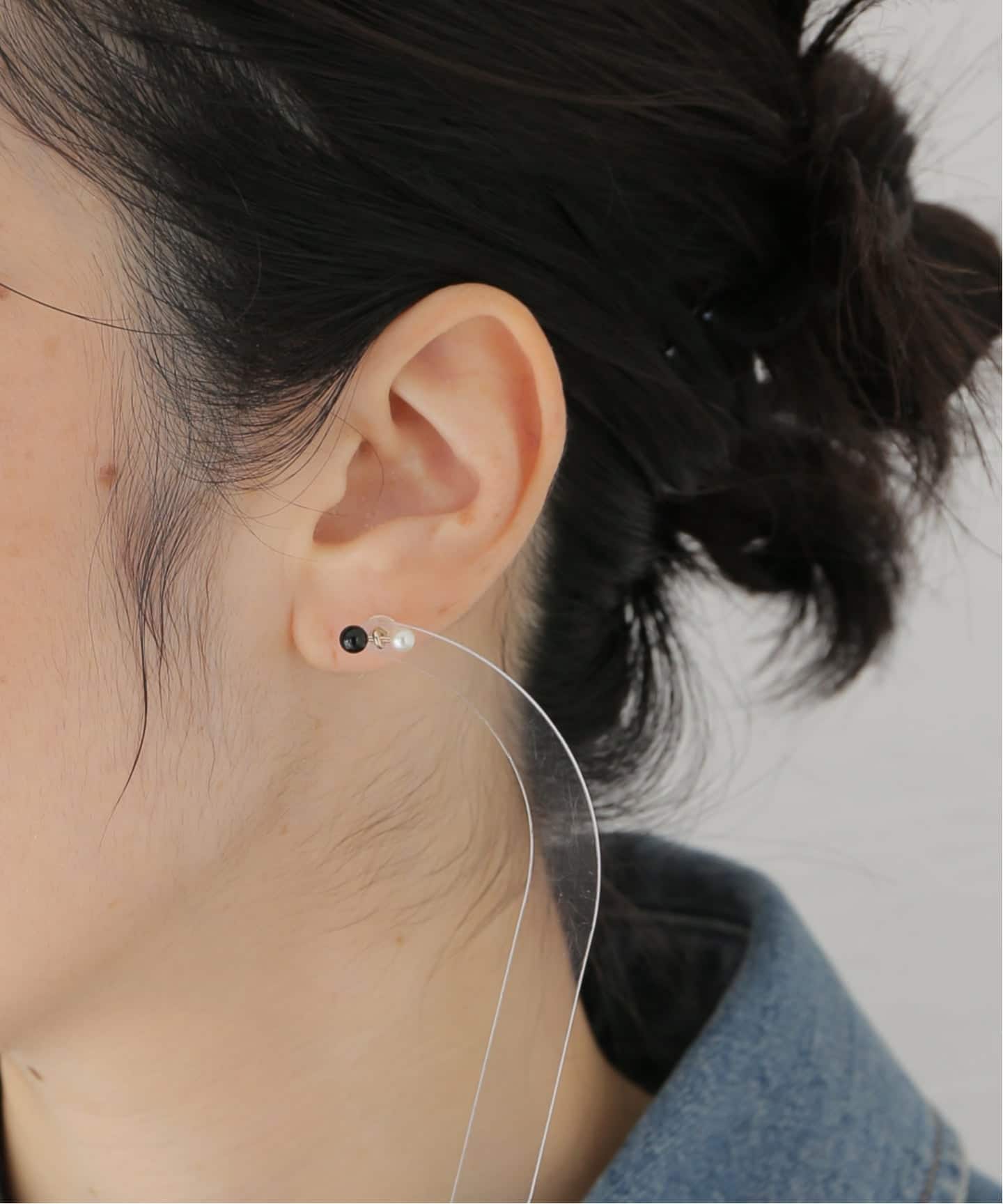 HIROTAKA/ヒロタカ】 HONEY ANT Akoya Pearl Onyx Ear：ピアス（片耳用