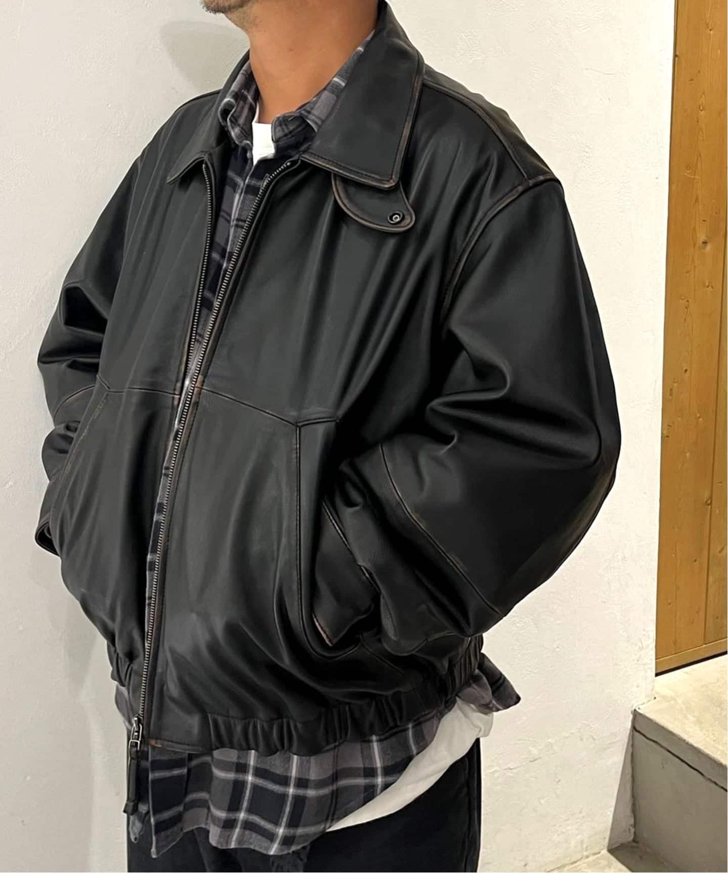CCU × WISM別注 COMFORTABLE SWINGTOP JACKET COW（レザージャケット