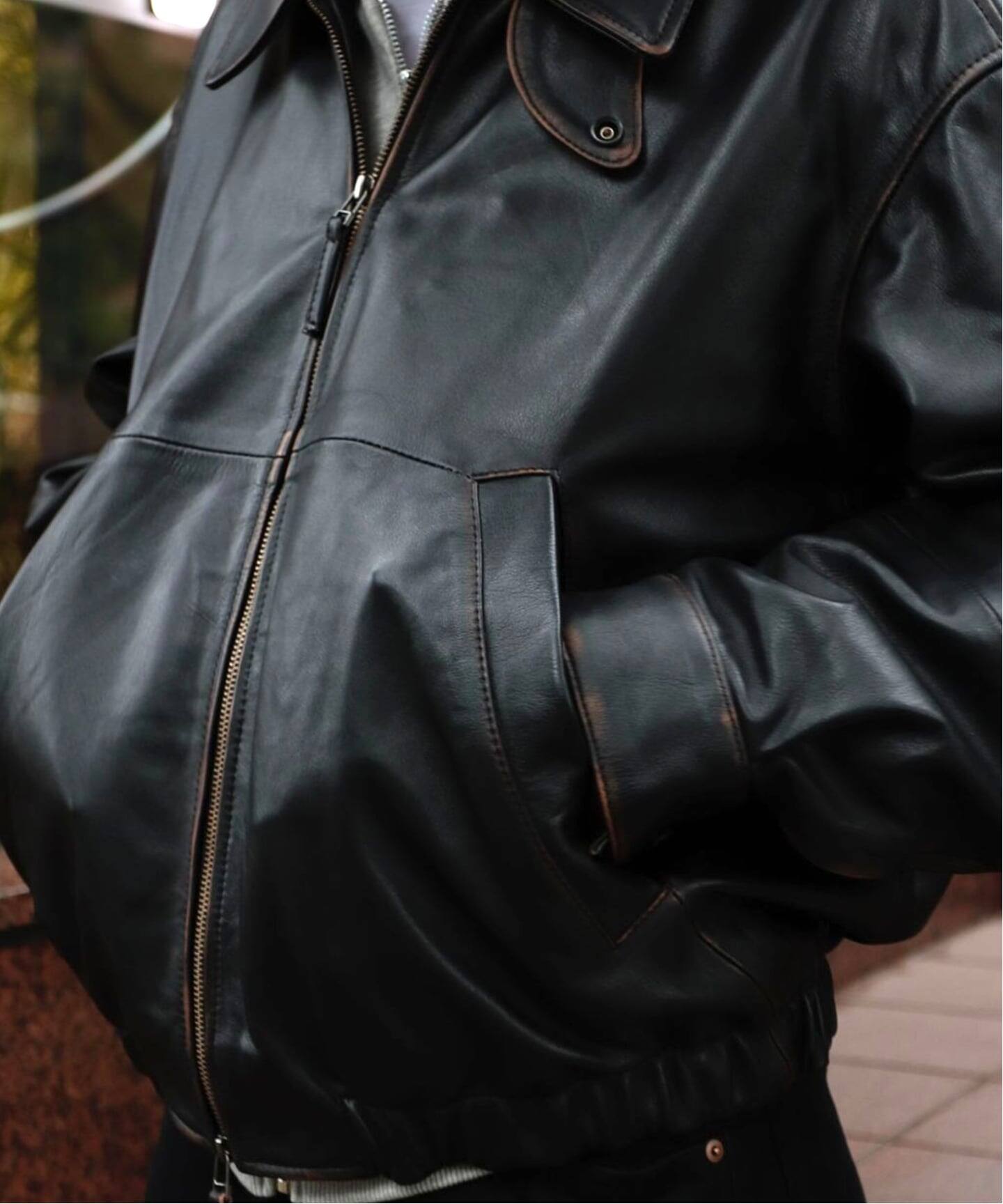 CCU × WISM別注 COMFORTABLE SWINGTOP JACKET COW（レザージャケット