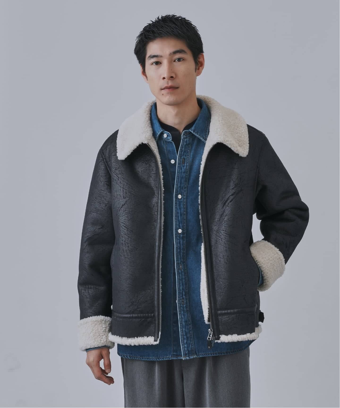 ヴィンテージ加工 B-3 フライトジャケット（ムートンコート）｜B.C