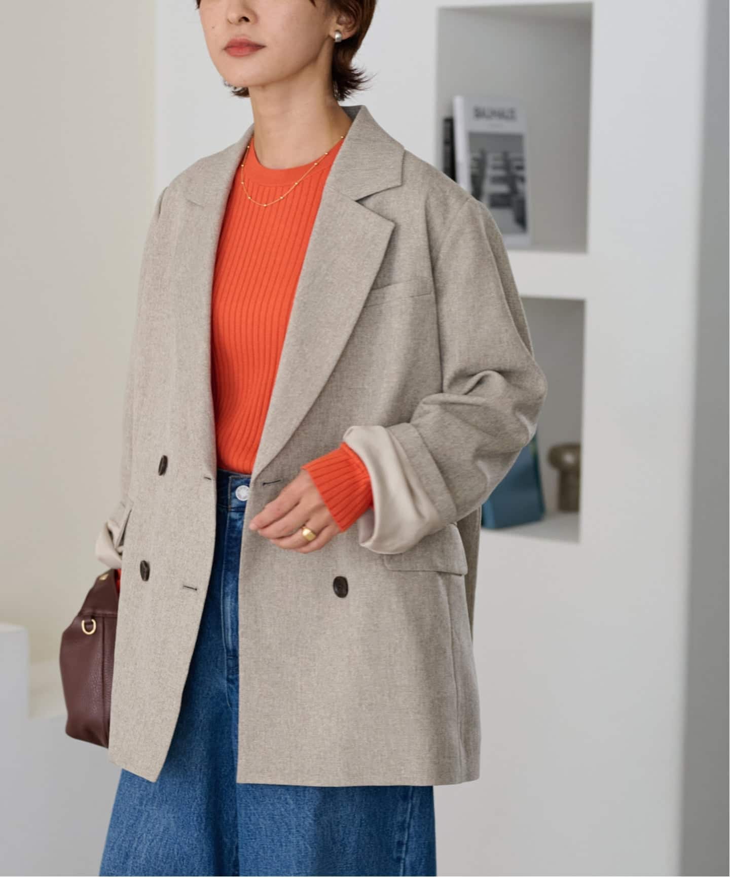 追加》ツイーディーツイルテーラードダブルジャケット（テーラード