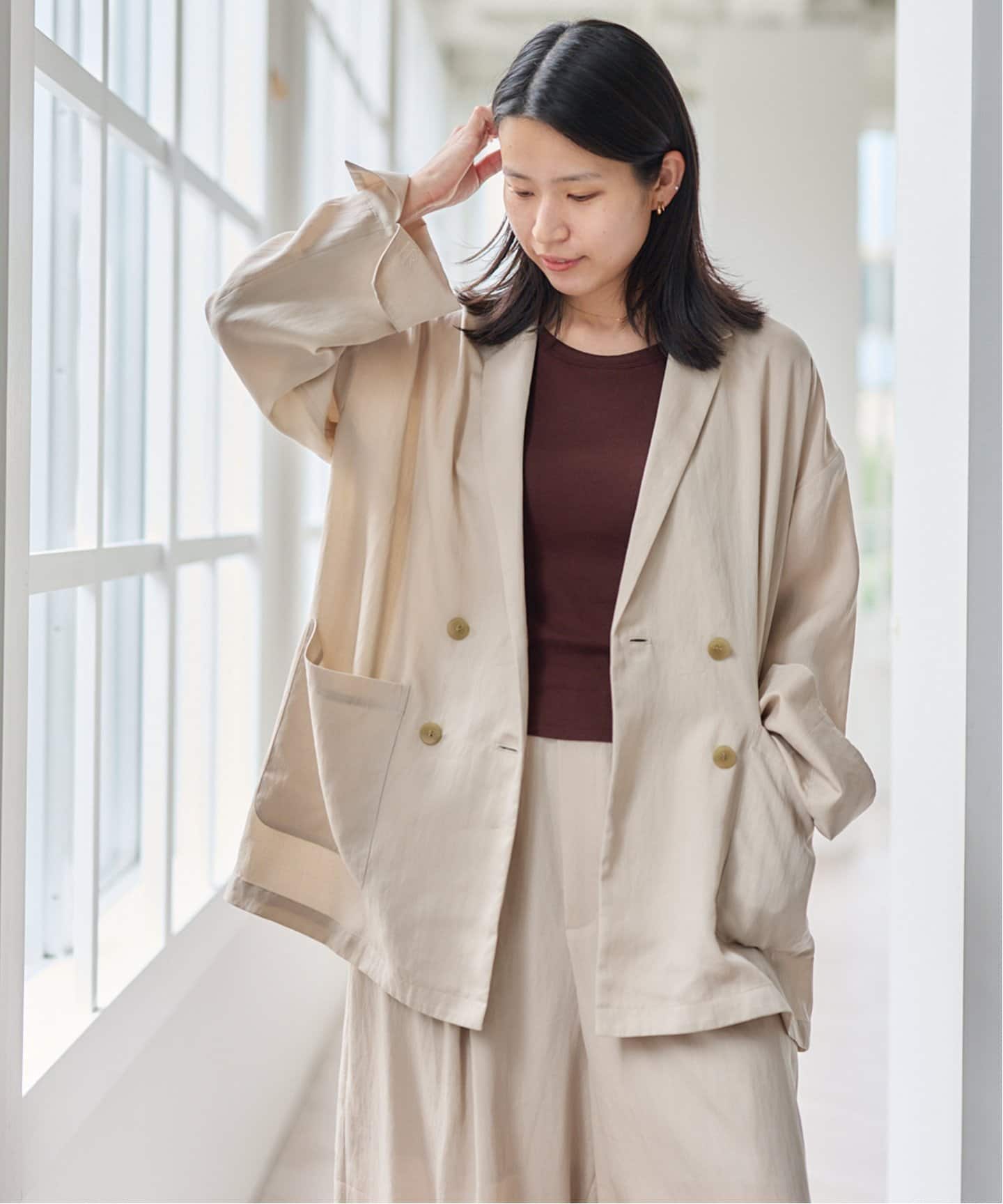 ETRE TOKYO ダブルブレストエアリージャケット（テーラードジャケット