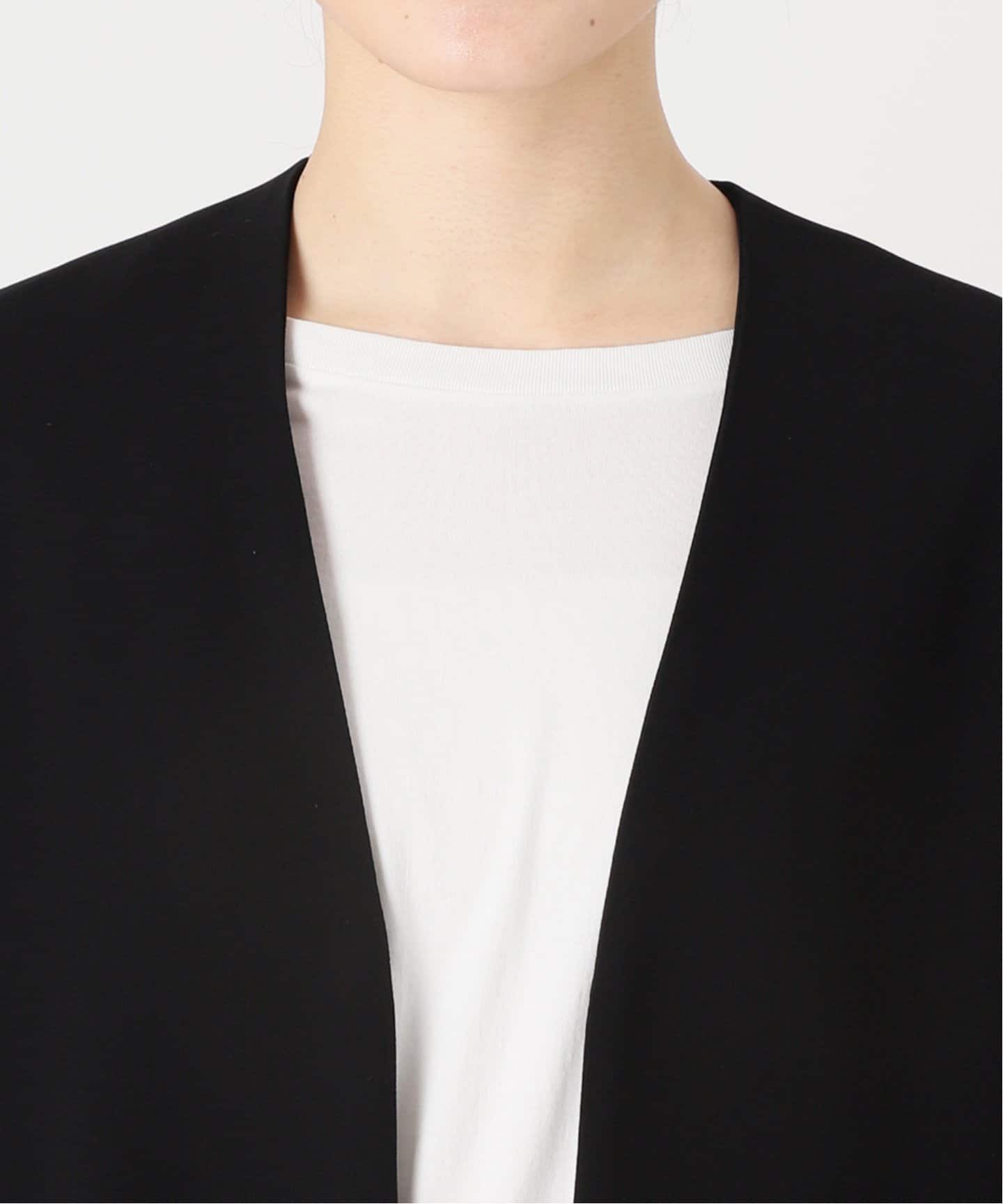 トリアセジョーゼット Vネック コート（ノーカラーコート）｜Deuxieme