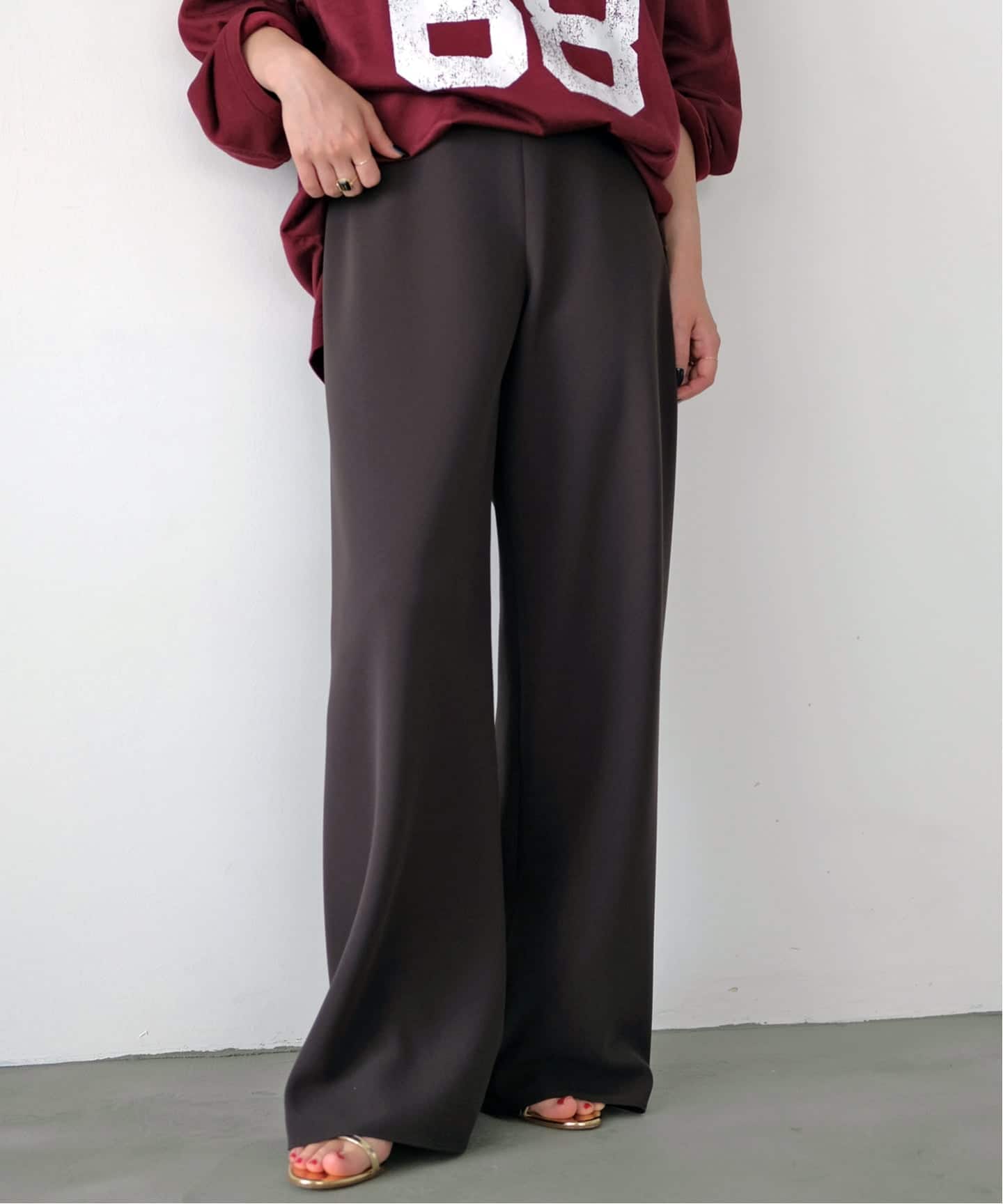 エラスティックパンツ(ブラウン)（スラックス）｜AP STUDIO（エーピー