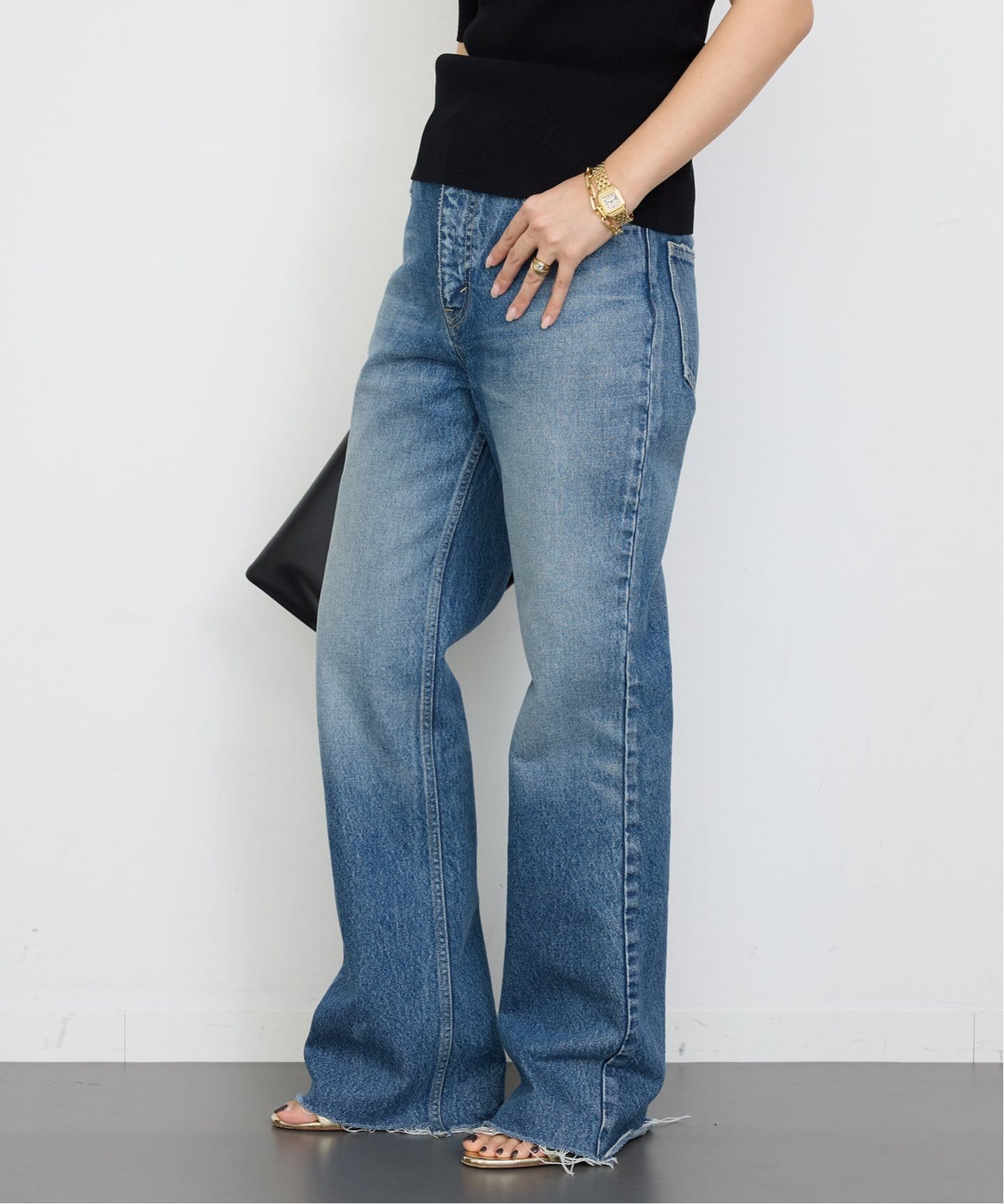 MADISONBLUE / マディソンブルー】HEM CUT FLARE PANTS DENIM（デニム
