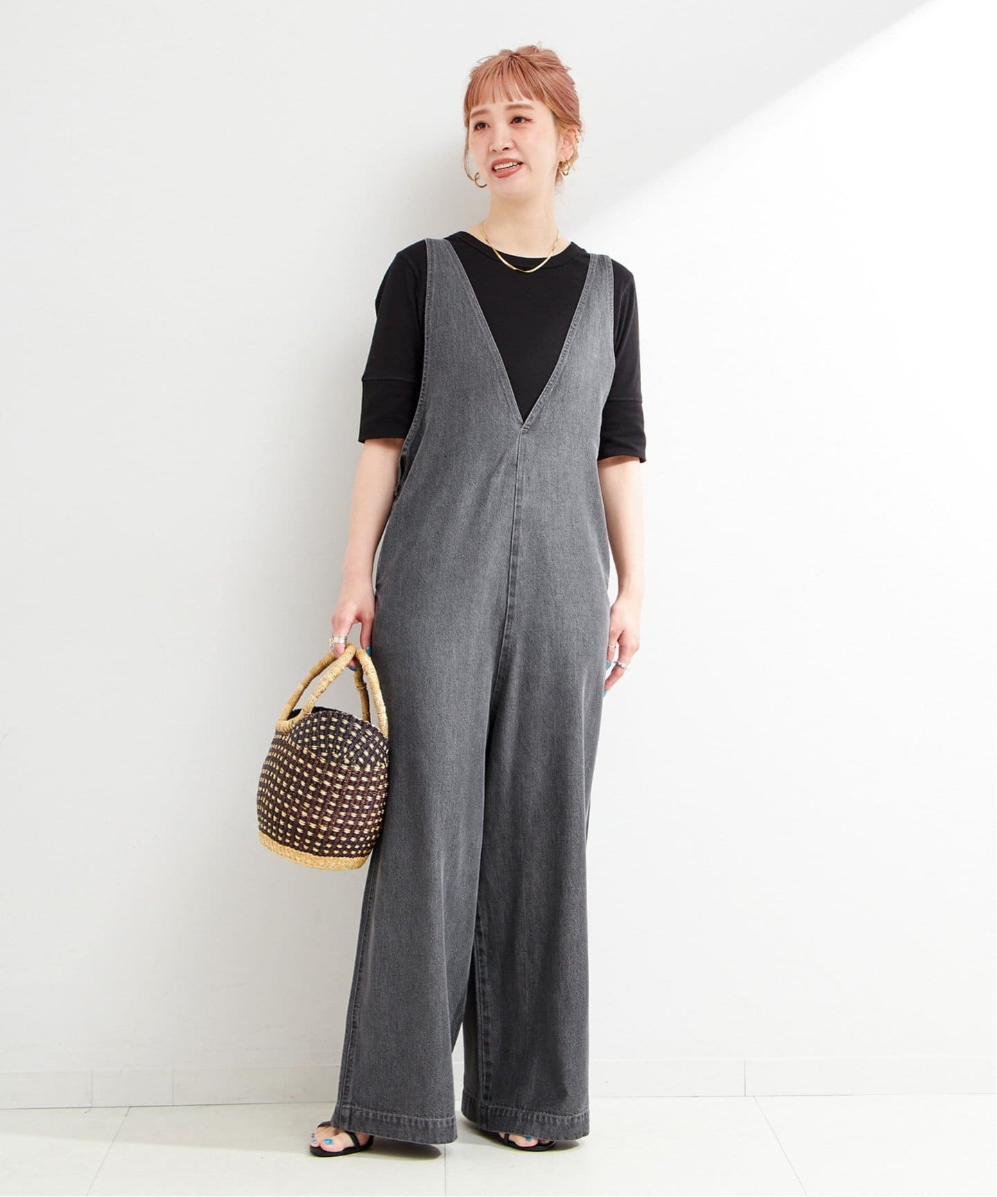 DU JOUR/デュ ジュール V NECK JEAN SALOPETTE（サロペット