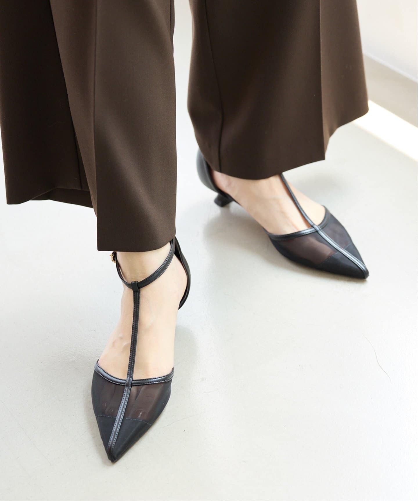 追加》3.5cmTストラップシアーパンプス（パンプス）｜LE TALON（ル