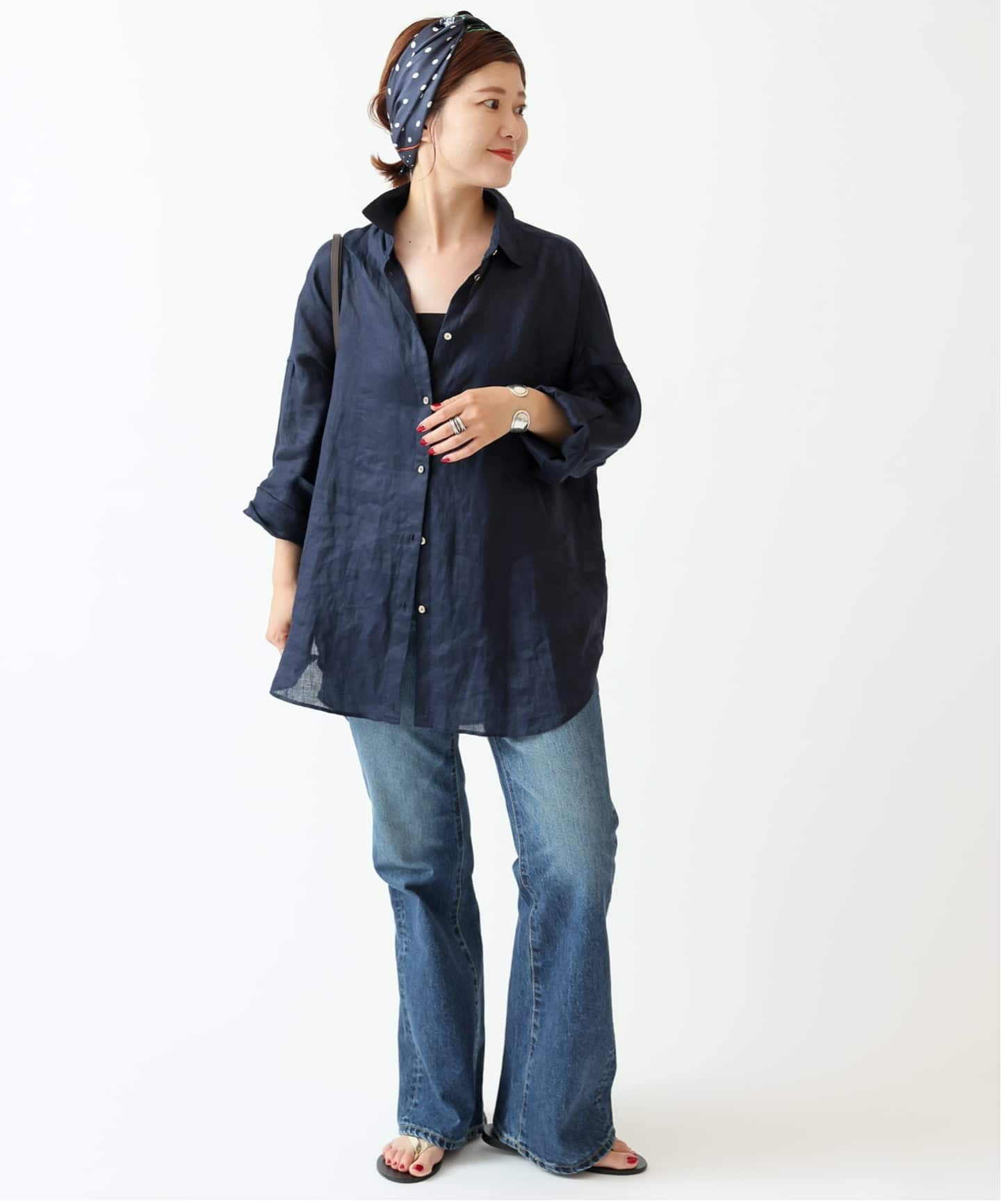 ゆったりサイズ》追加予約 80リネンカシュクール ビッグシャツ（シャツ