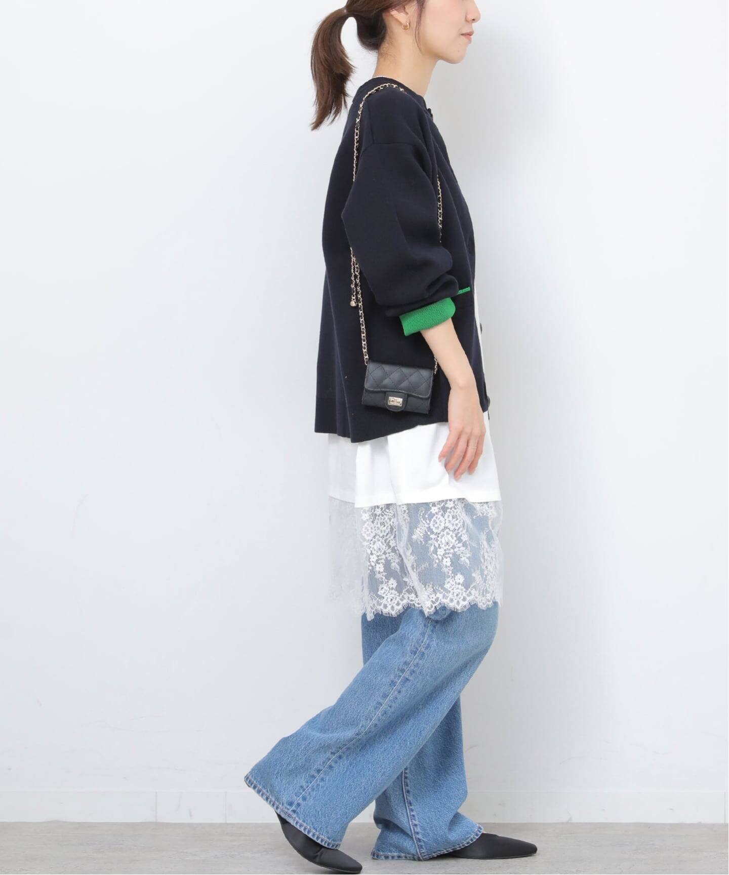 WEB限定追加予約2》ダブルニットコントラストカーディガン