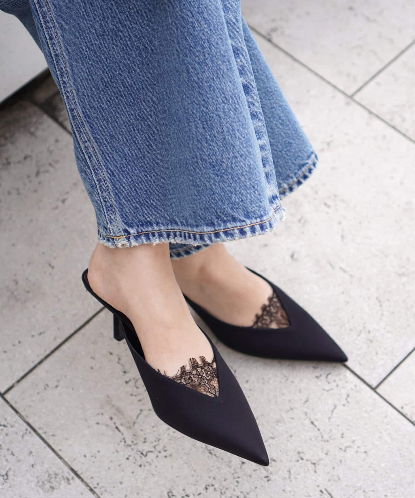 NEOUS/ネオアス】MATAR LACE CREPE PUMPS（パンプス）｜AP STUDIO