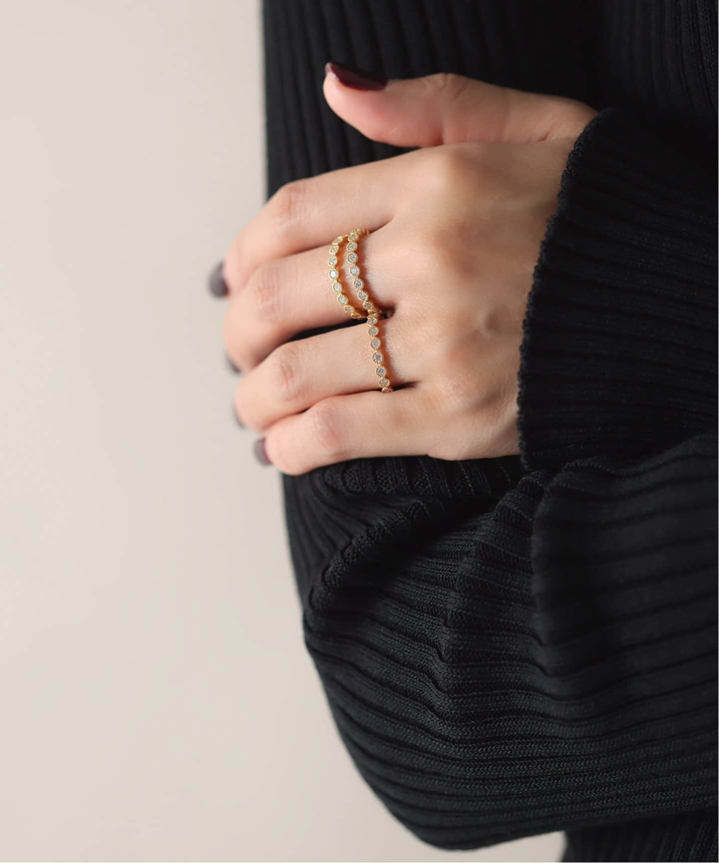 ミル打ちフルエタニティーダイヤリング*7 K18（リング）｜Lilas（リラ