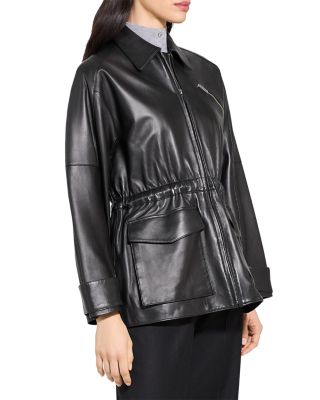 Theory Cinched Zip Up Leather Jacket | Bloomingdale's