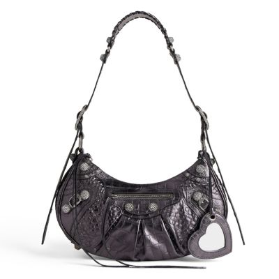 Balenciaga Le Cagole Medium Shoulder Bag Metallized Crocodile