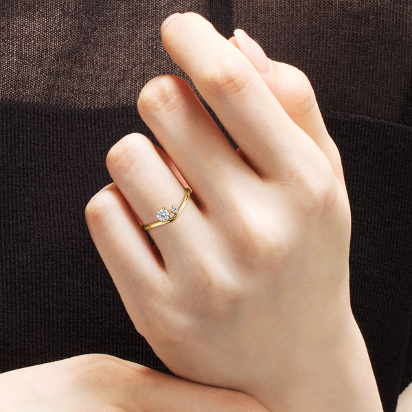 K18YG ニココ ダイヤモンド サイドストーン リング 0.2ct｜婚約指輪