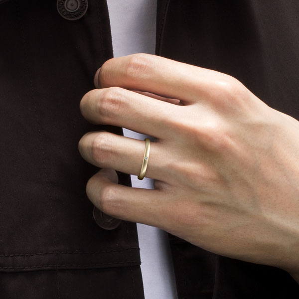 K18CG オーバル ダイヤモンド 1pc リング サティーン 2.5mm 4-14｜結婚