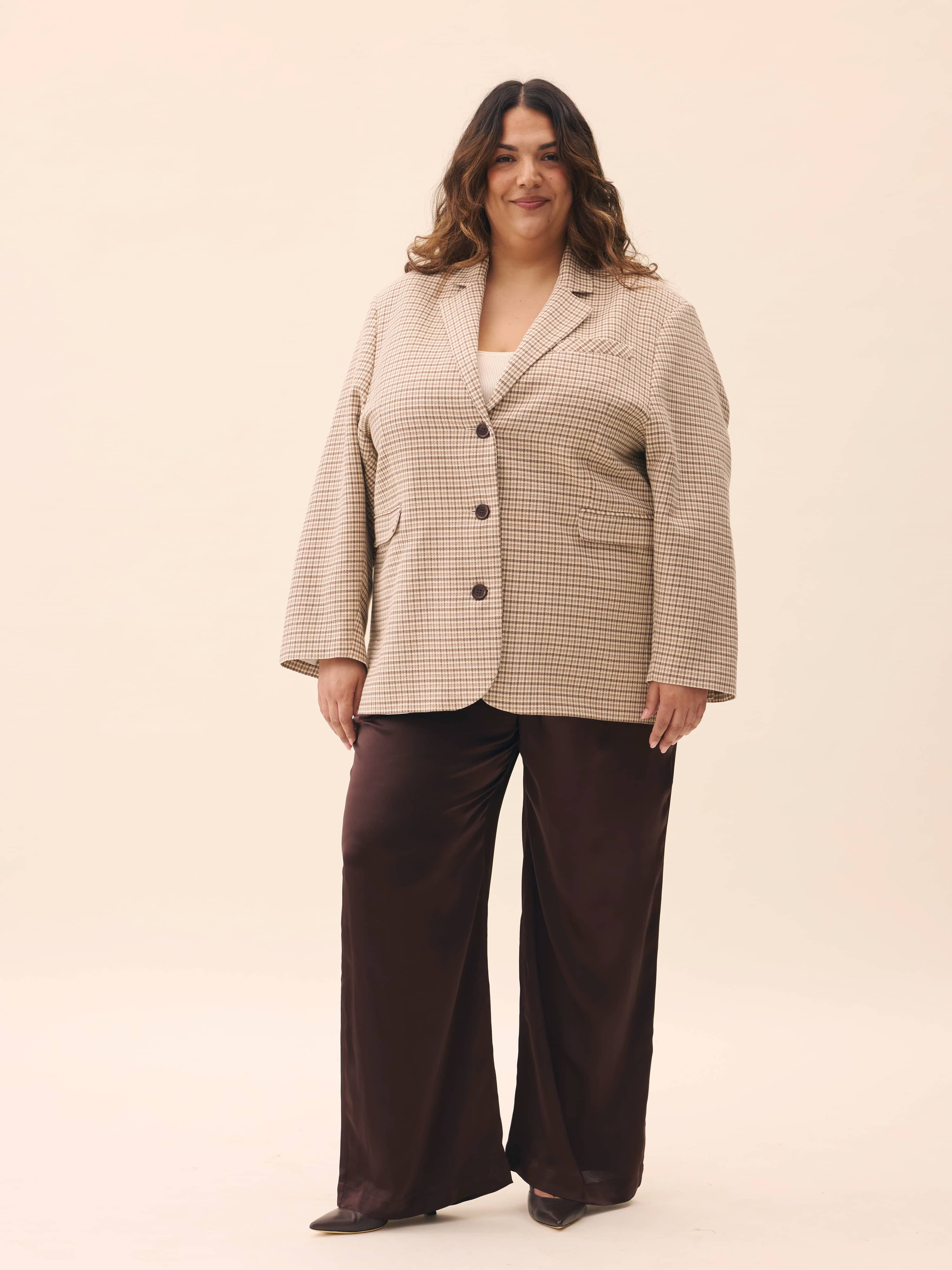 Weekend Blazer Checked Oat - Checked oat | Djerf Avenue