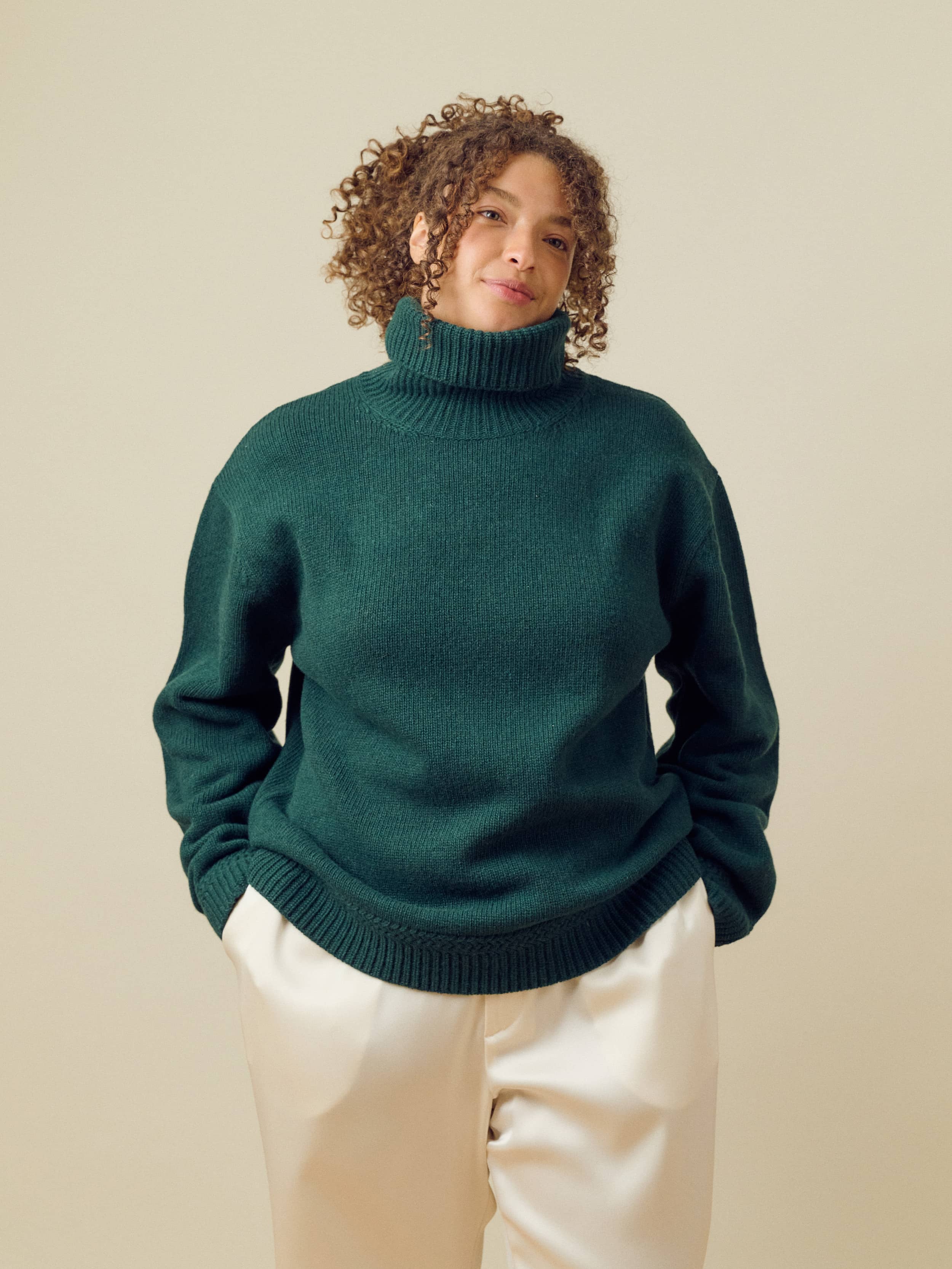 Turtleneck Wool Sweater Pine Green - Pine Green | Djerf Avenue