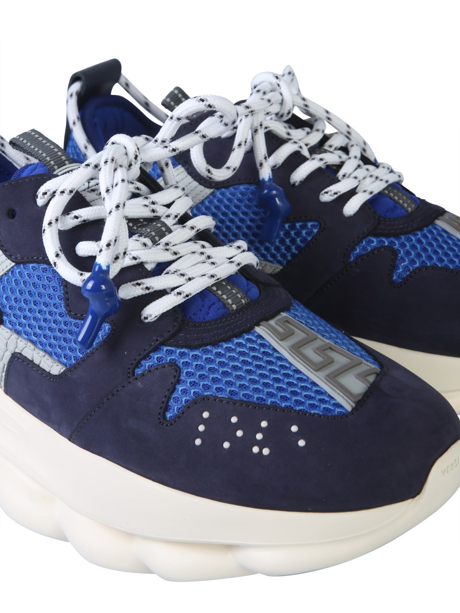 VERSACE - CHAIN REACTION 2 LEATHER, NABUK AND MESH SNEAKER