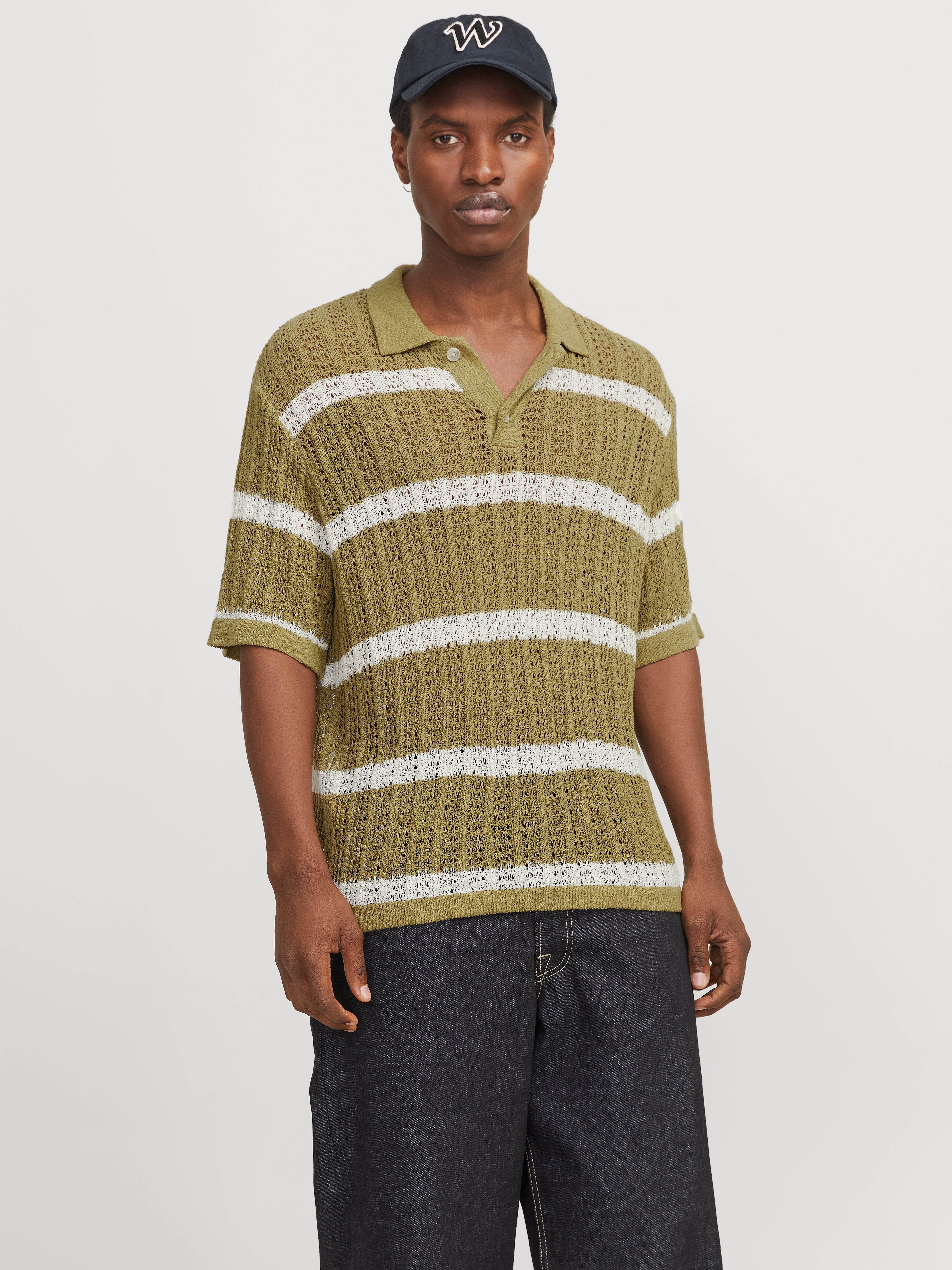 Striped Knitted polo | Medium Green | Jack & Jones®