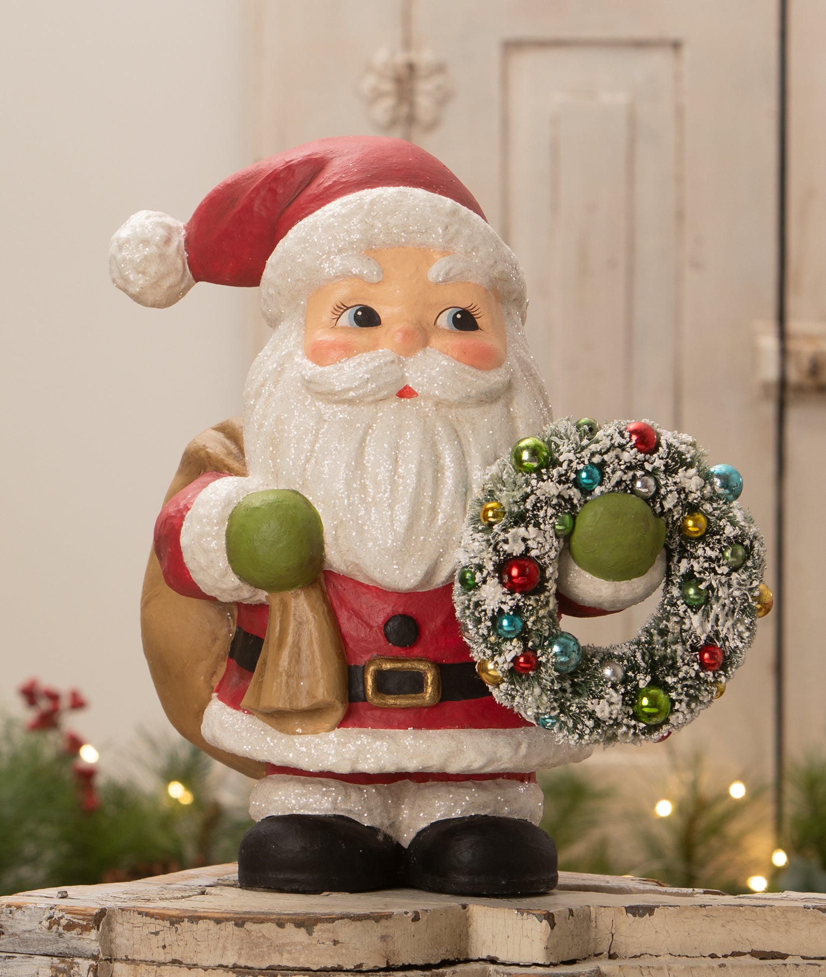 Jolly Fat Santa with Wreath - all christmas | Bethany Lowe Designs