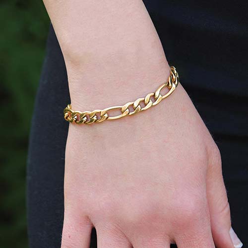 Gold Figaro Chain Medical ID Bracelet | Lauren's Hope