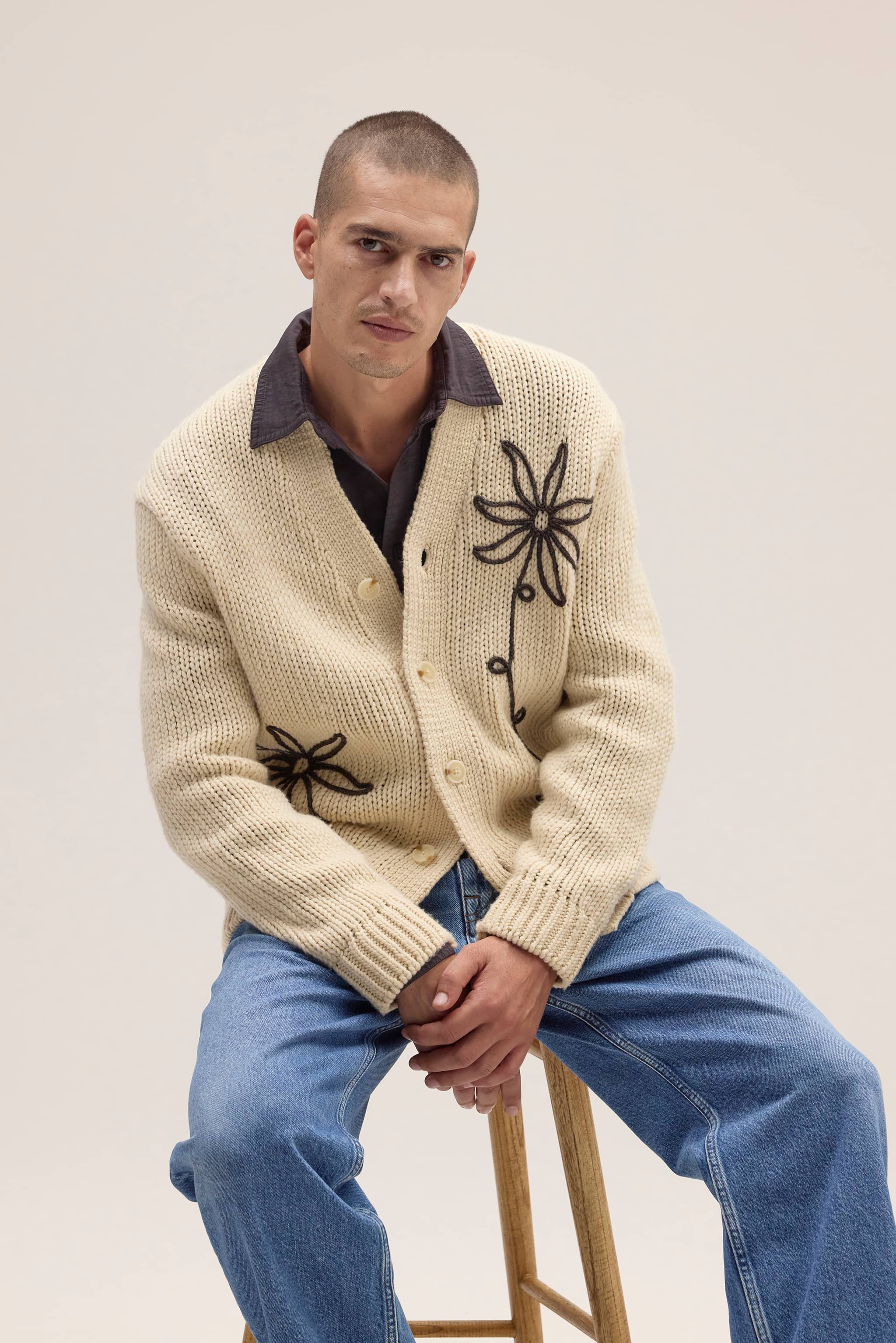 Mika 6620 men's cardigan - Ecru - Buy online at NN.07®