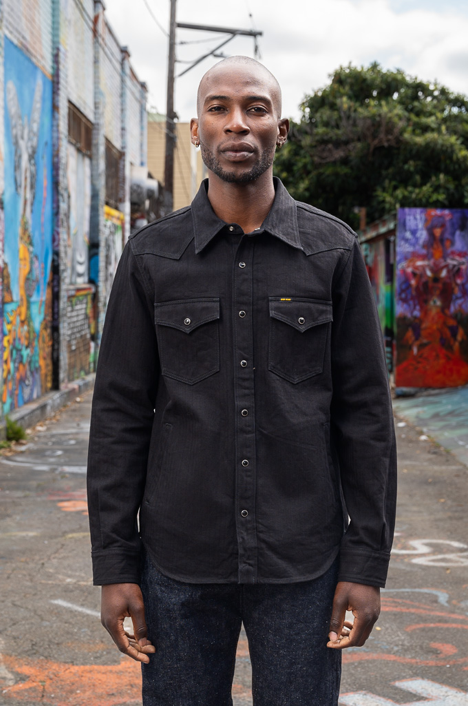 Iron Heart CPO Snap Buttoned Shirt - IHSH-410-BLK - 14oz Black