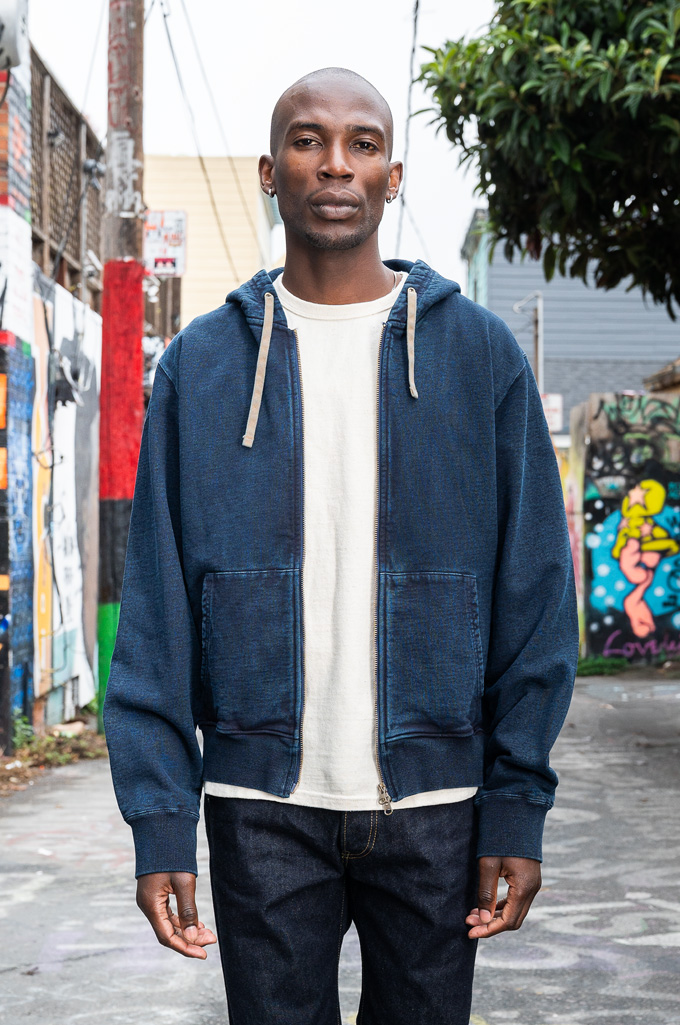Samurai Heavyweight Natural Indigo & Kakishibu Dyed Zip Hoodie