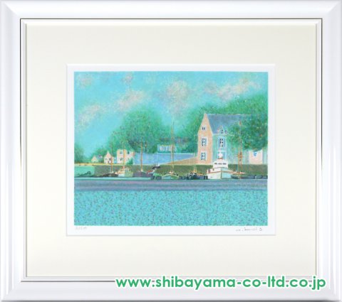 アンドレ・ブーリエ「11月のぶどう畑」リトグラフ 直筆サイン入 額縁